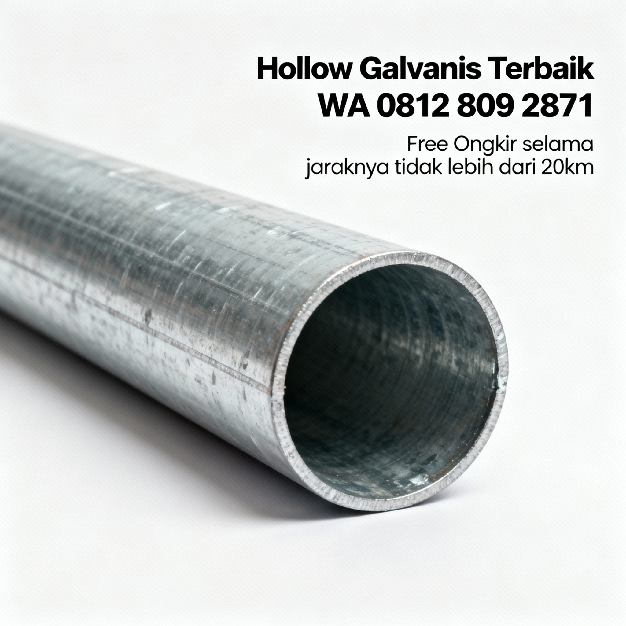 Hollow galvanis image with promotional text