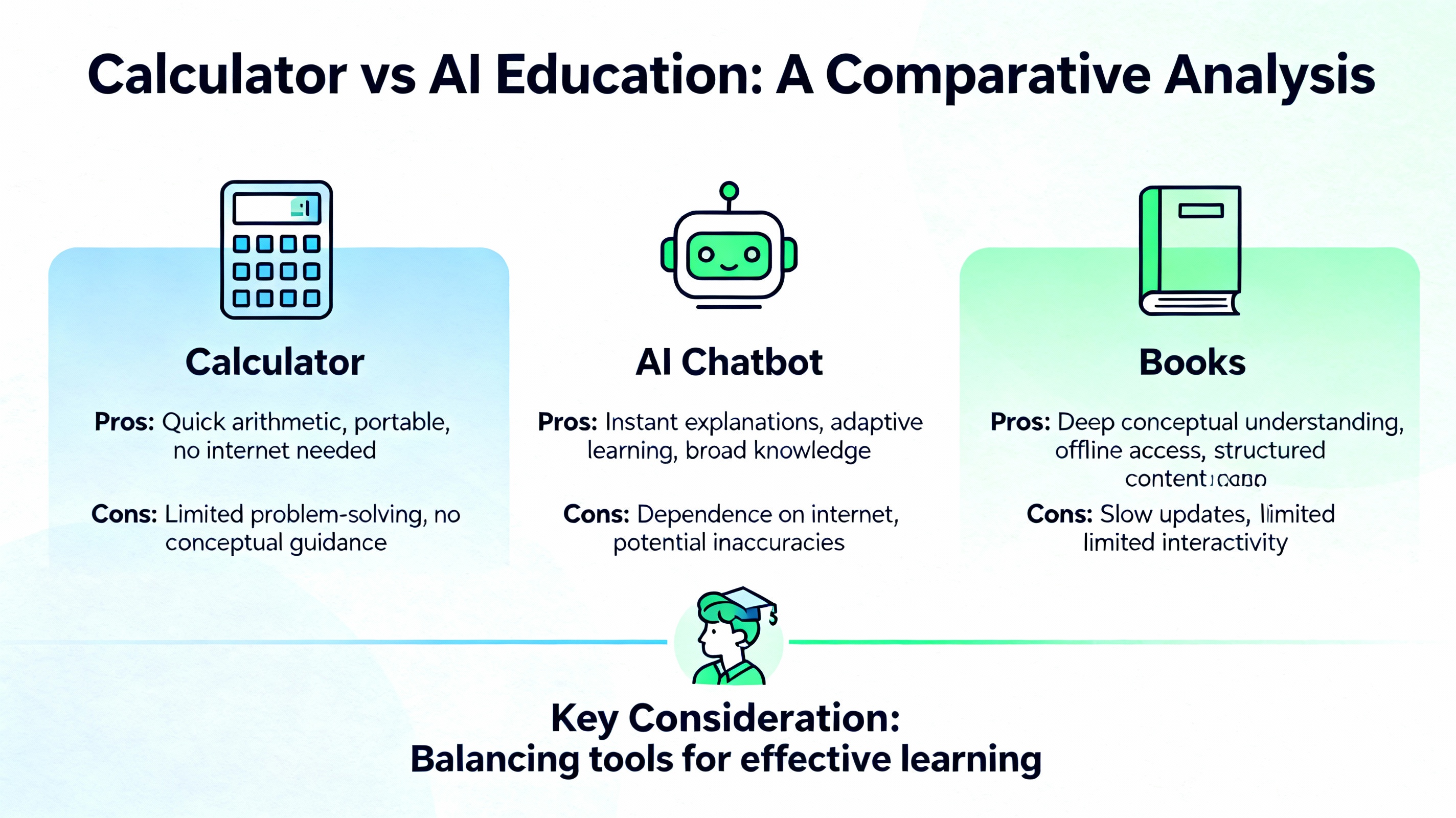 Visual comparison of calculator introduction vs AI in education