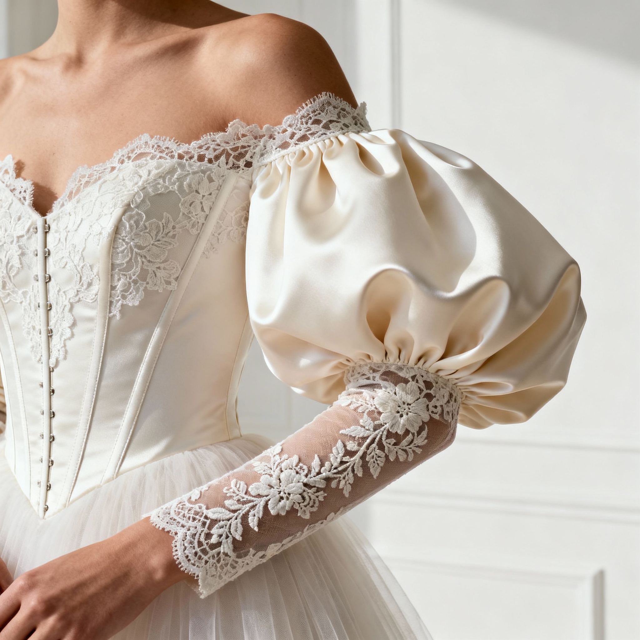 Statement sleeves on a contemporary wedding gown