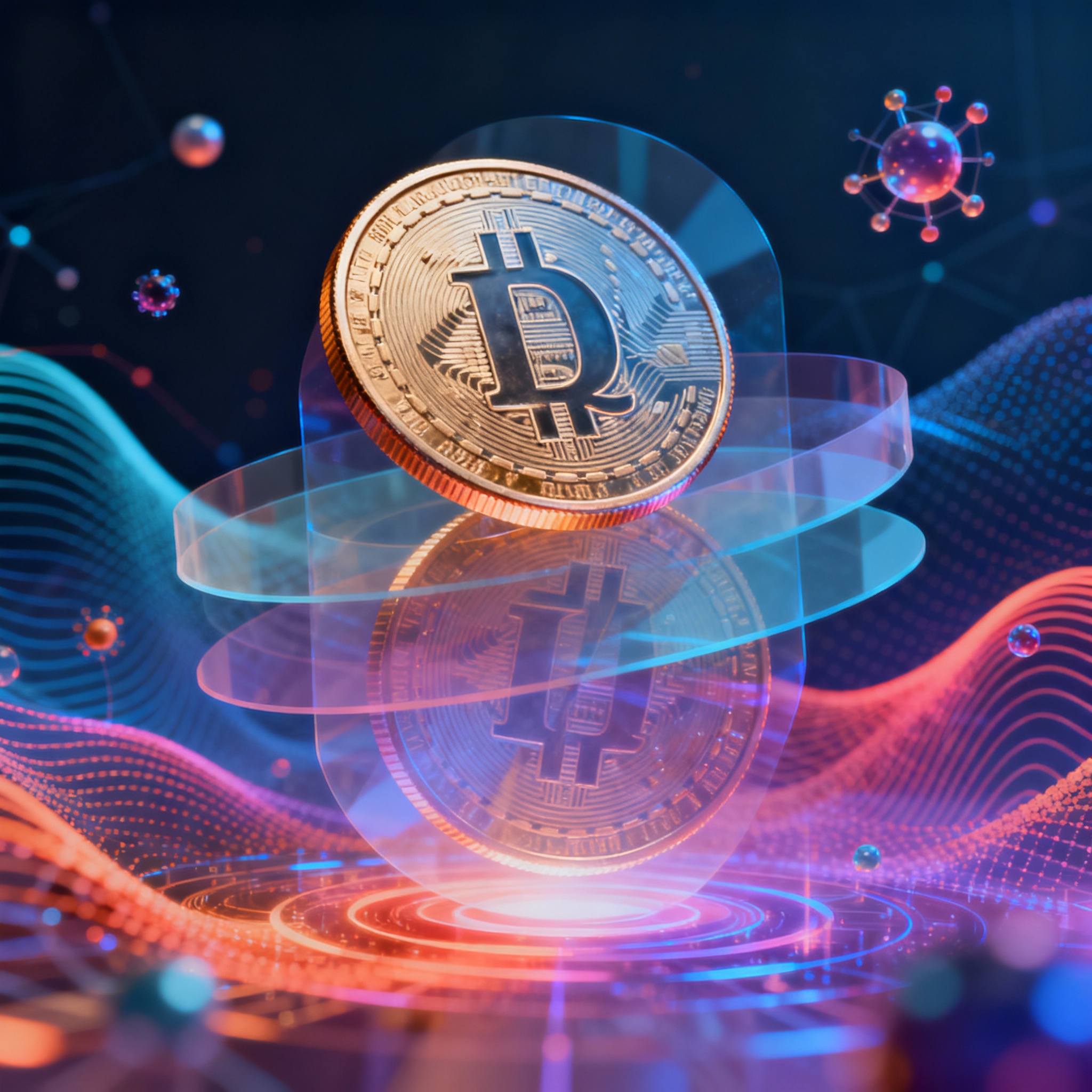 Ilustración de superposición cuántica con qubit moneda