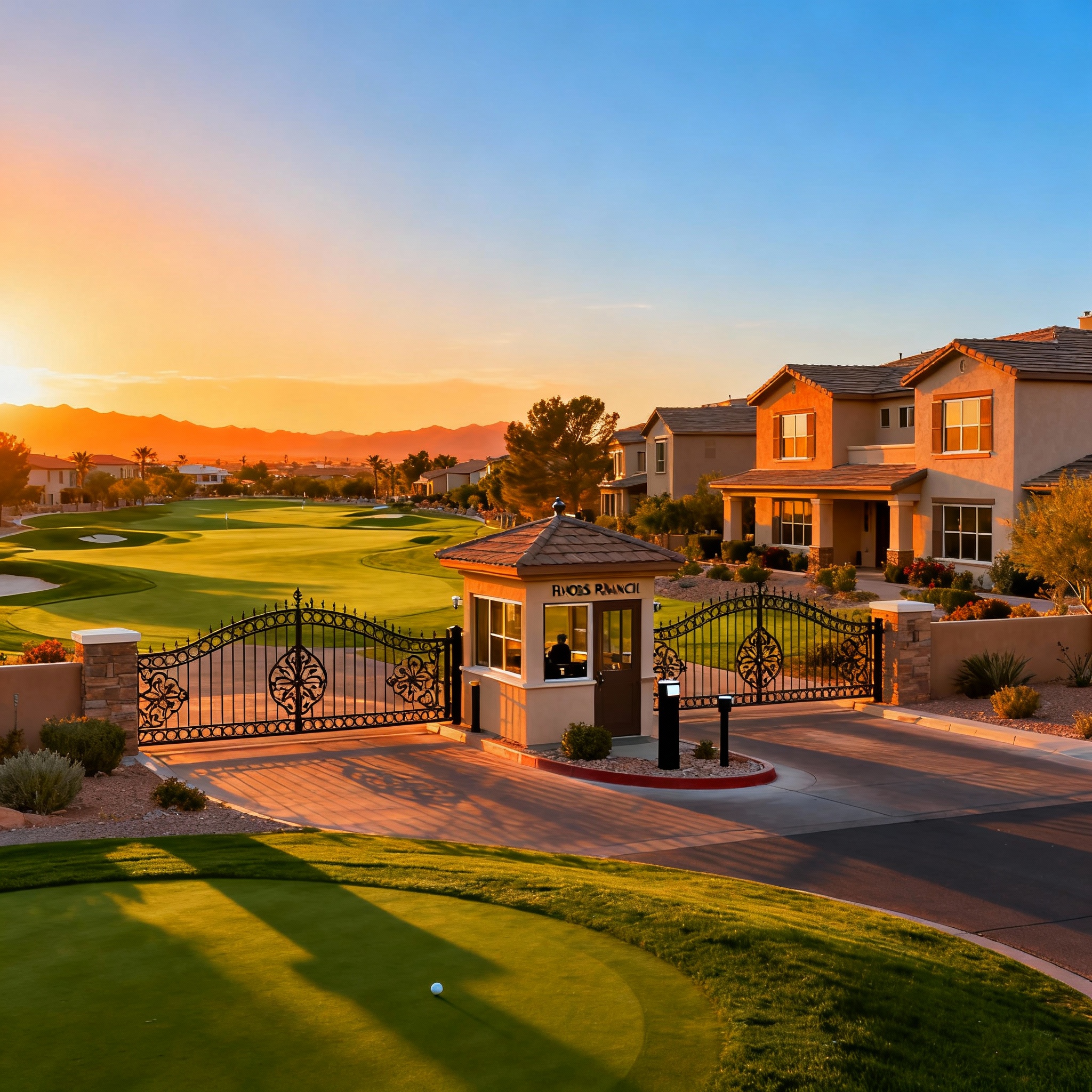 Rhodes Ranch Golf Course community Las Vegas Nevada with guard-gated luxury homes and championship course