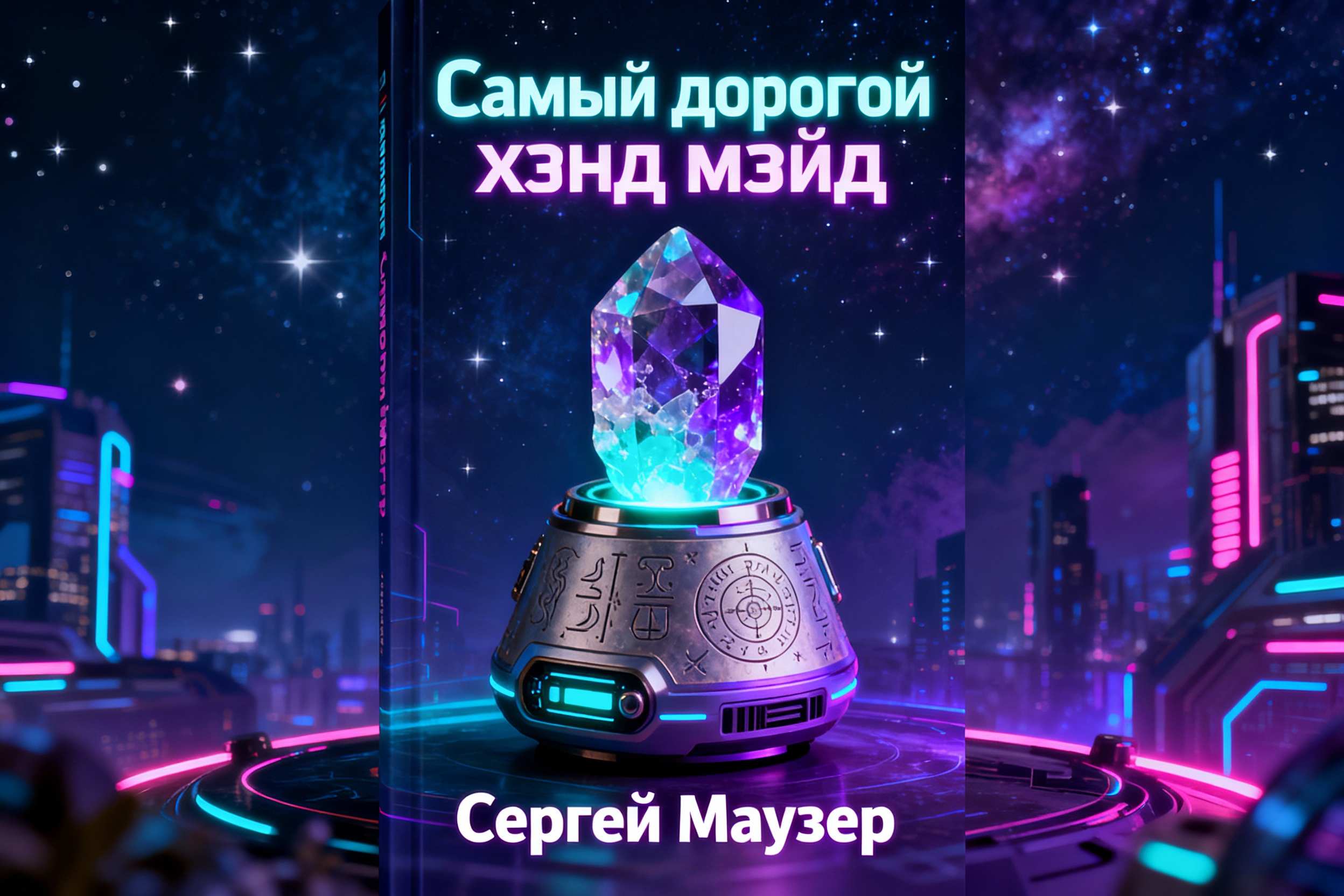 Обложка НФ-книги «Самый дорогой хэнд мэйд» с загадочным артефактом-суппосиром.