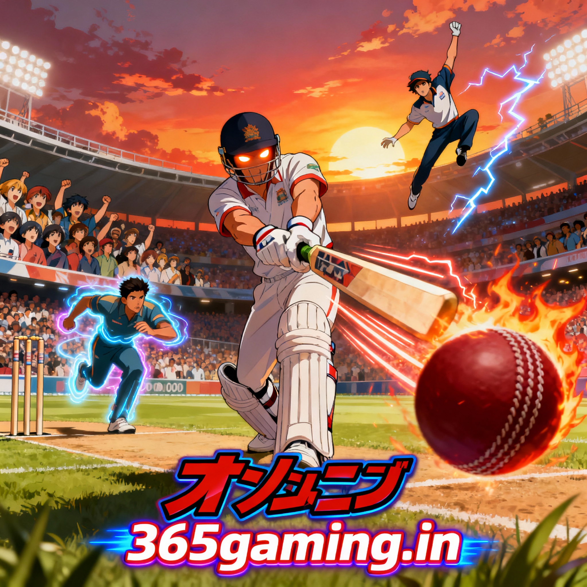 Anime-style epic sports ad poster for 365gaming.in