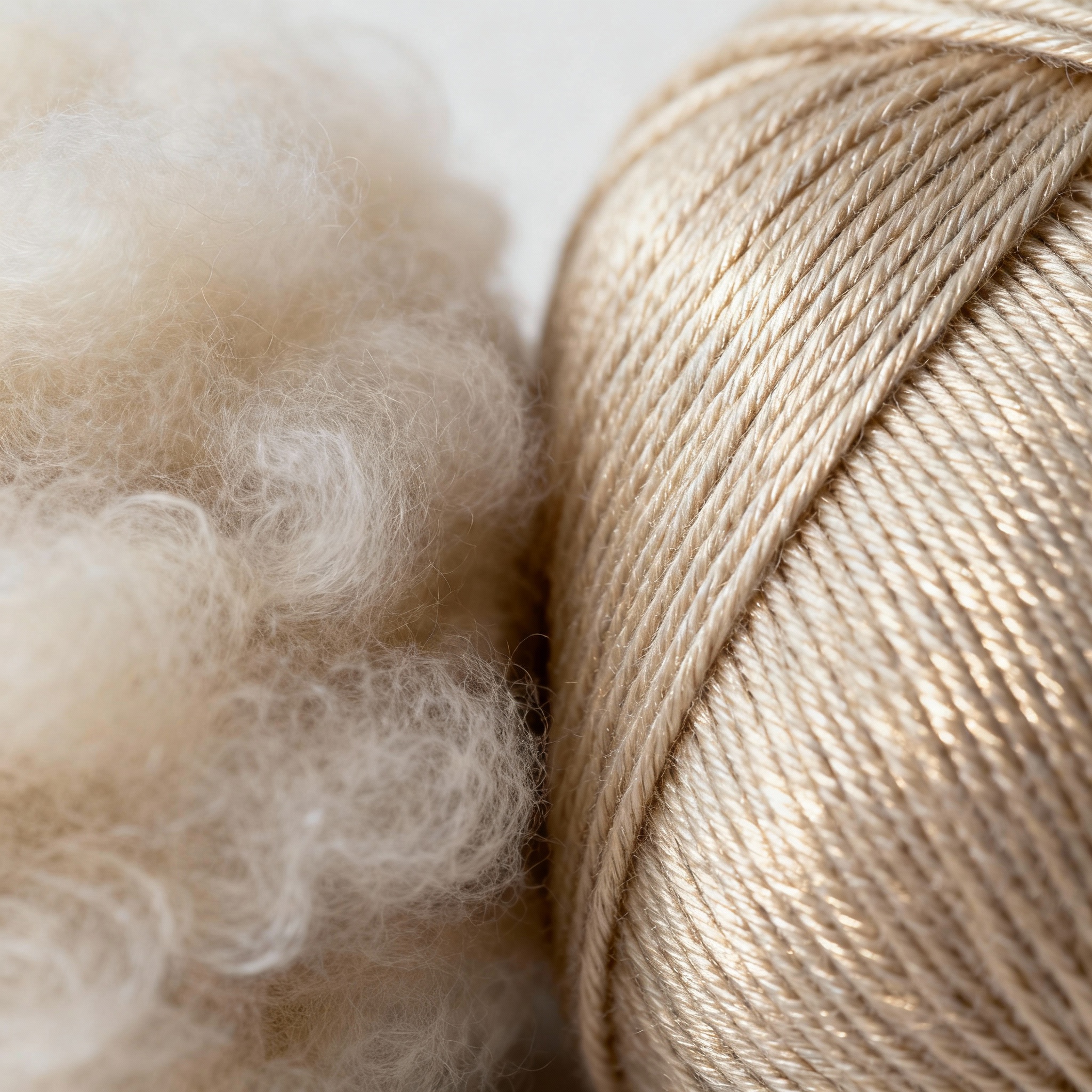 Woolen versus worsted yarn texture comparison