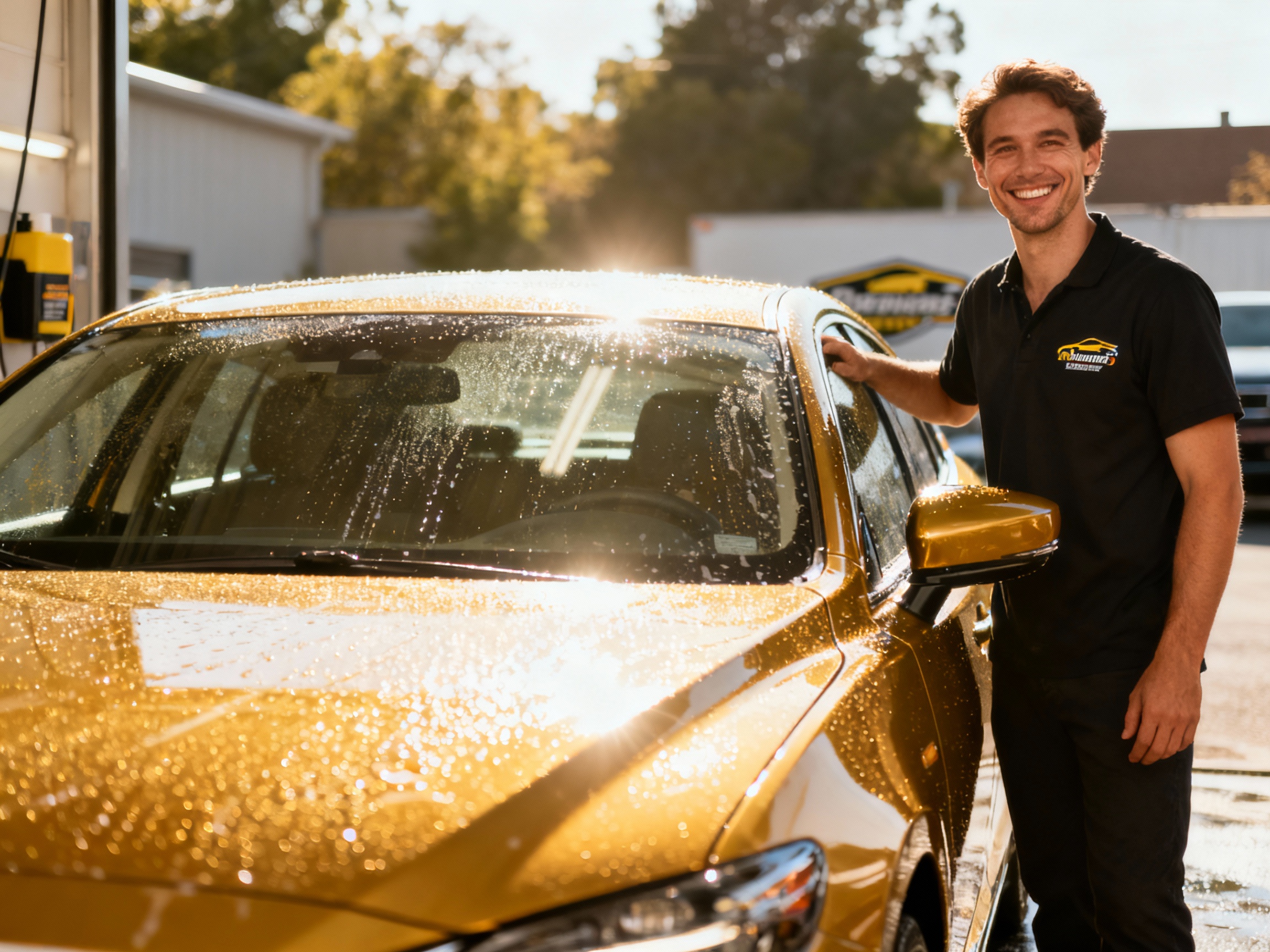 Satisfied customer with pristine clean vehicle