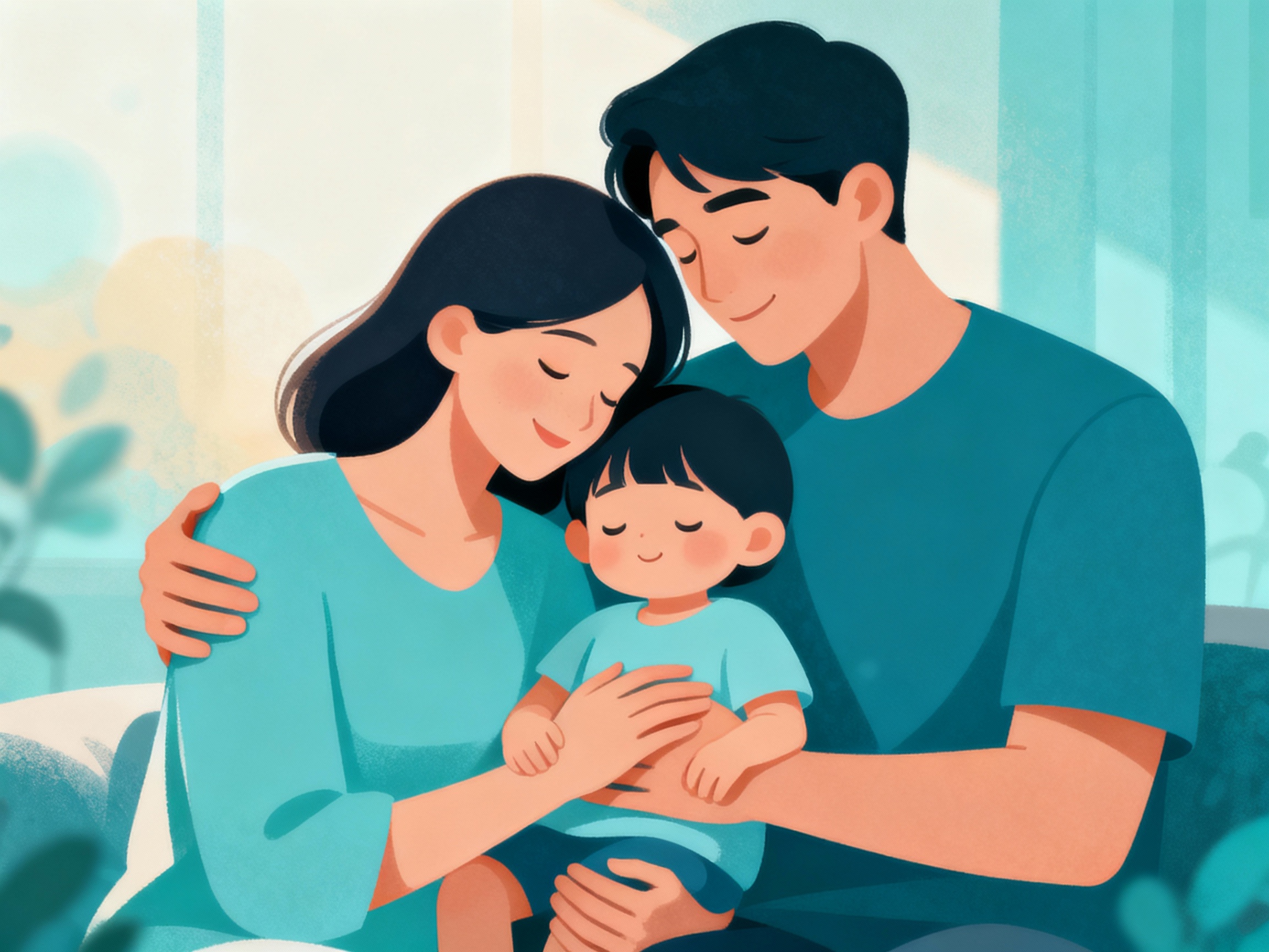 Семья в объятиях