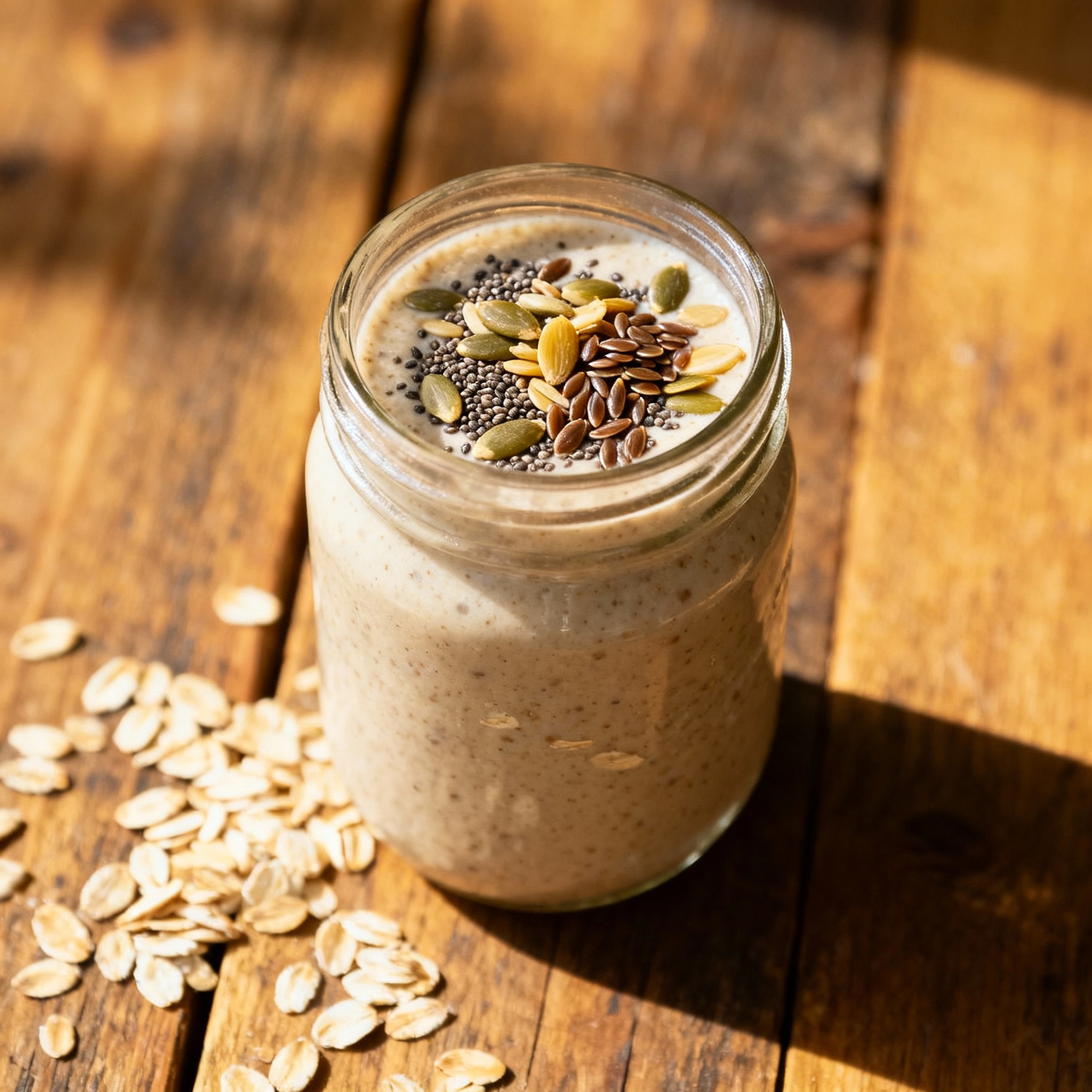 Homemade protein smoothie with oats