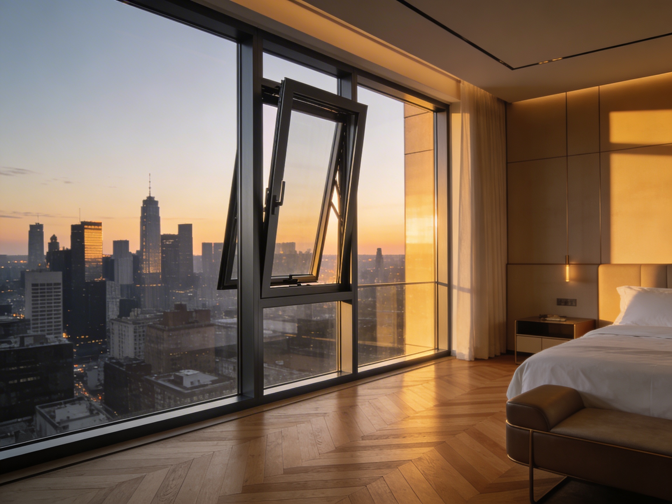 Ventana oscilobatiente en aluminio negro