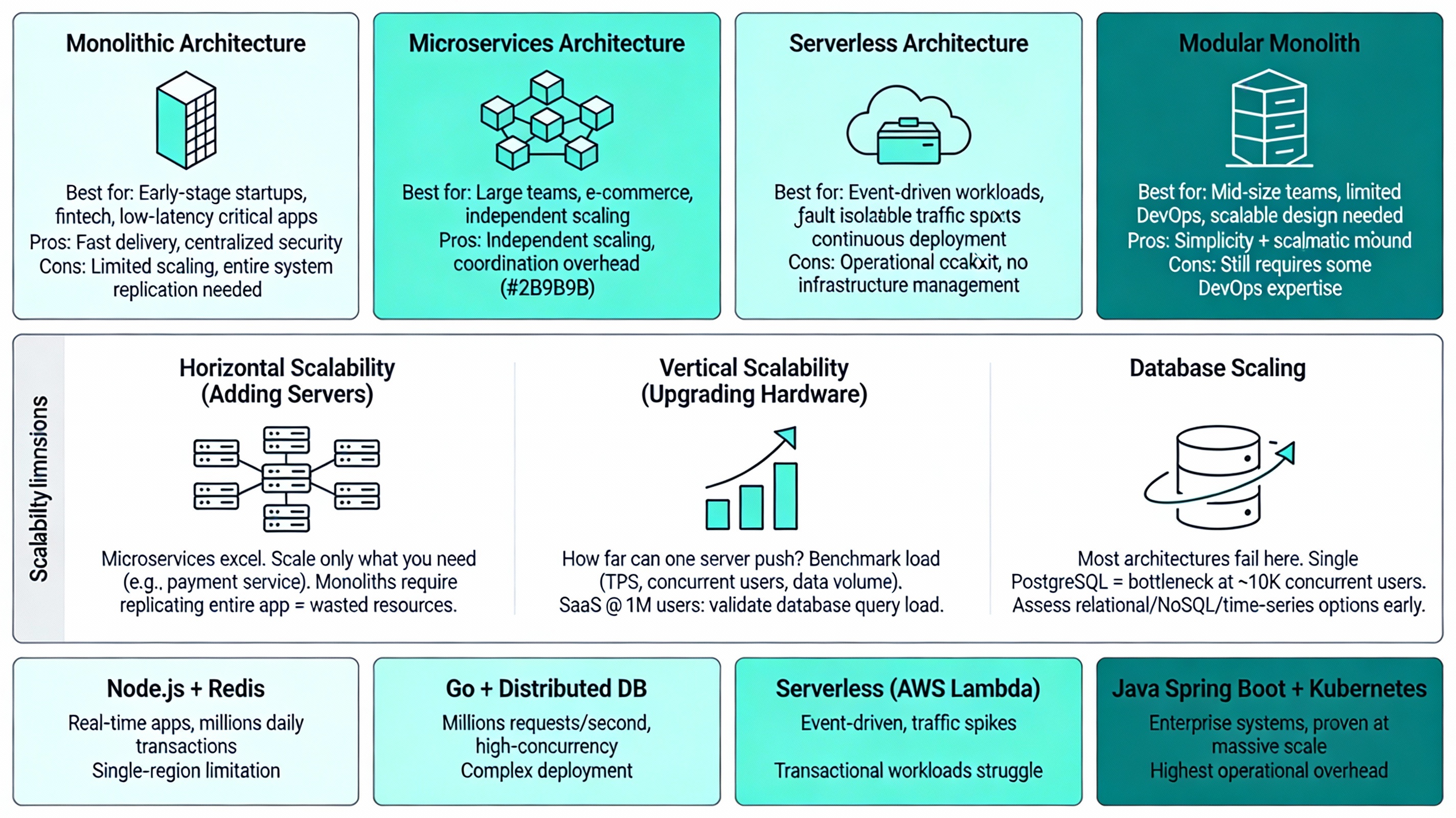 System Architecture Viability: Comparing Architecture Types, Scalability Dimensions, and Technology Stack Alignment