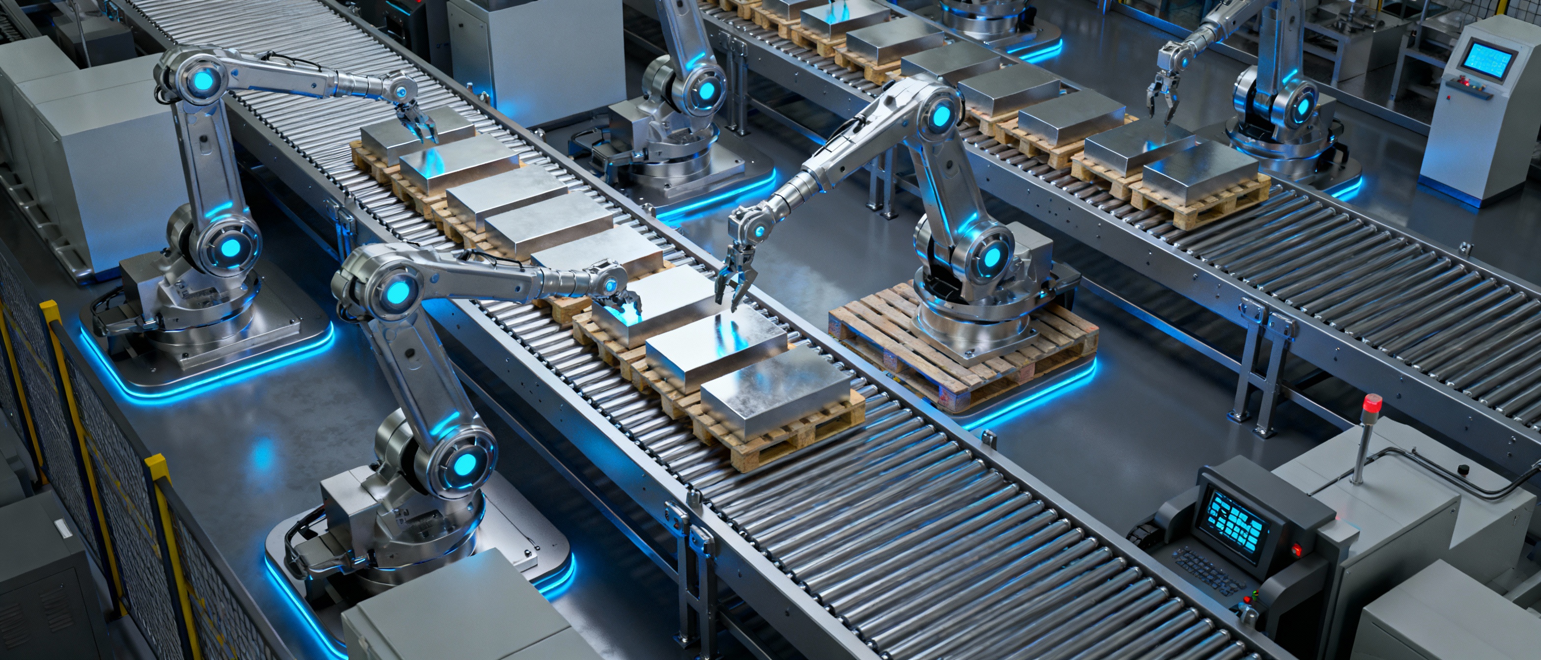 3D animated factory automation scene