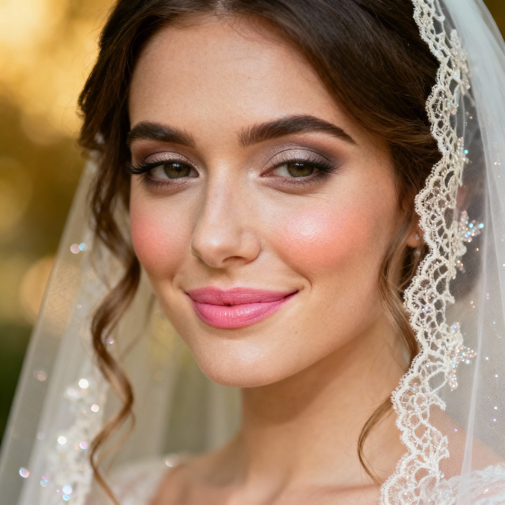Bride with demure makeup aesthetic