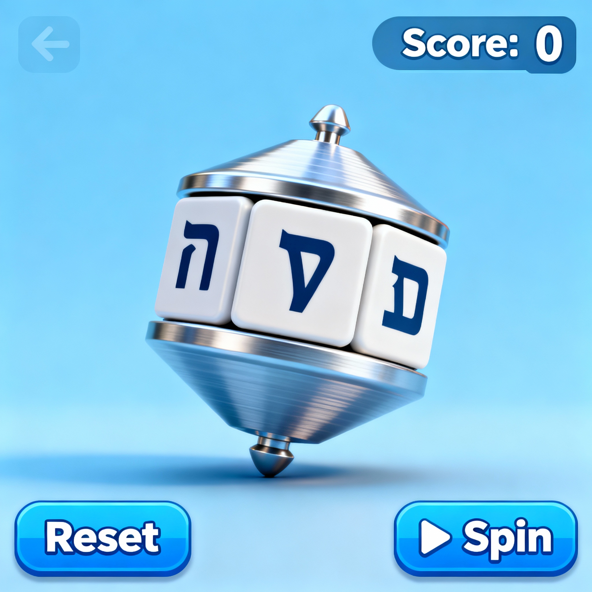 Interfaz del juego Driedel de Google con letras hebreas Driedel de Google interfaz juego virtual