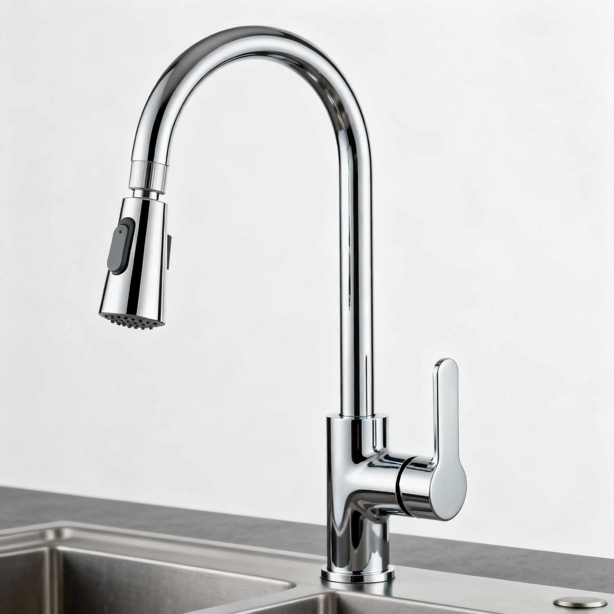 Modern kitchen faucet with 3-function pull-down sprayer