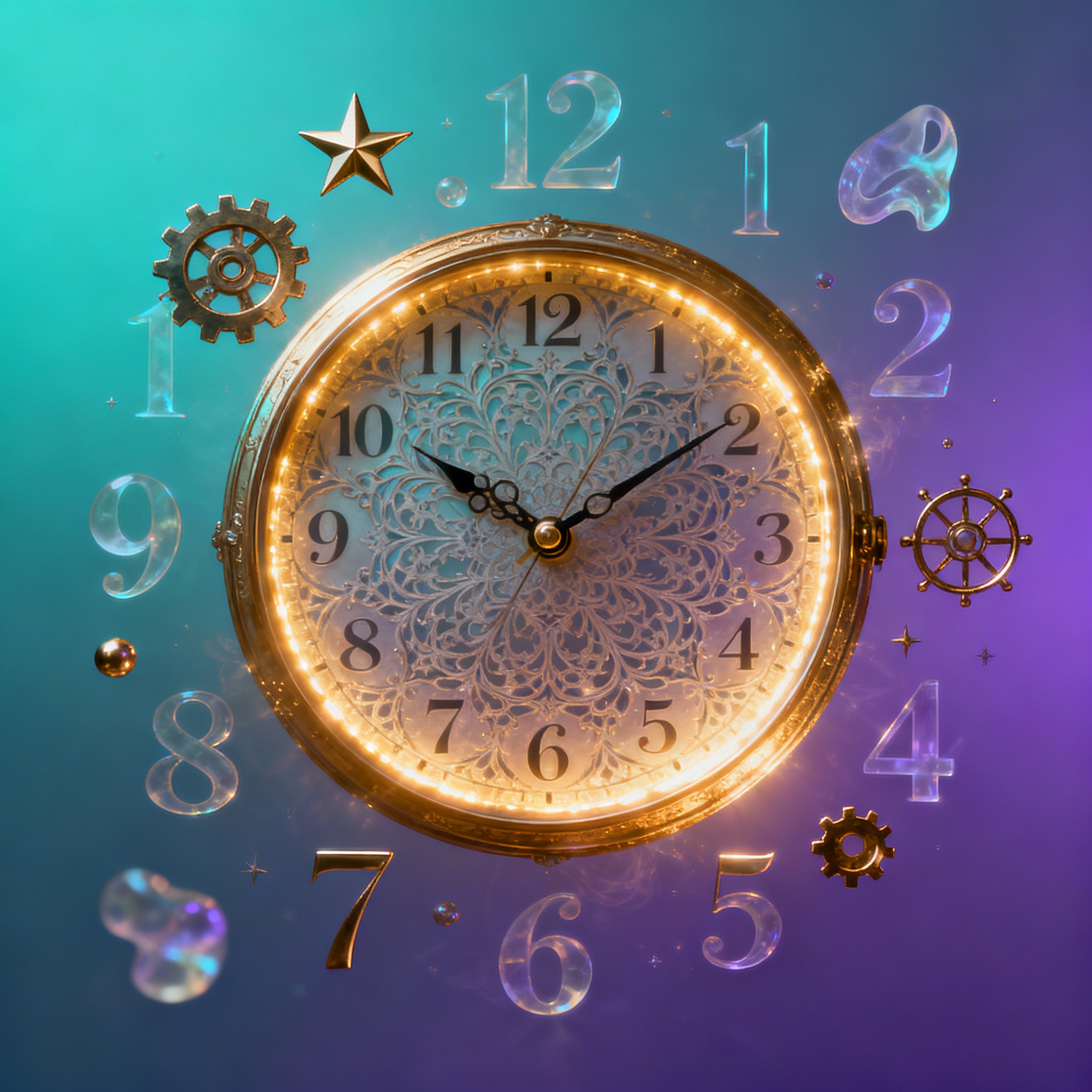 Artistic clock face with symbols