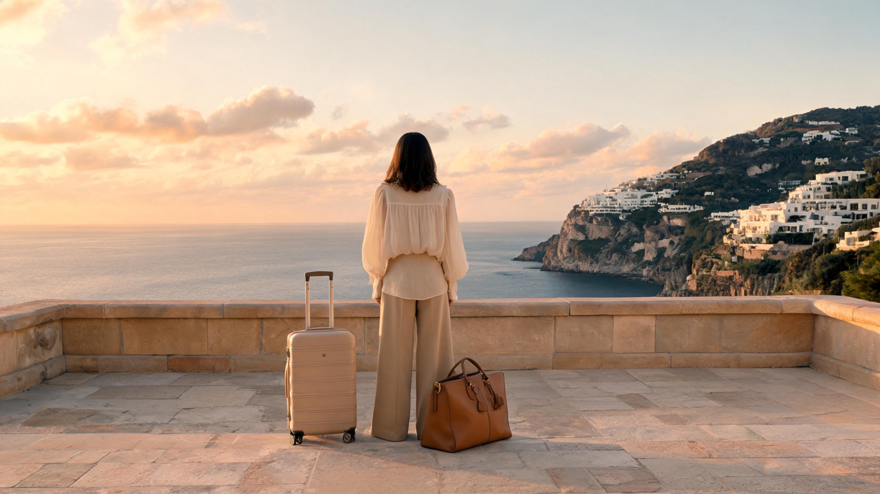 Traveler from the back enjoying a scenic destination view