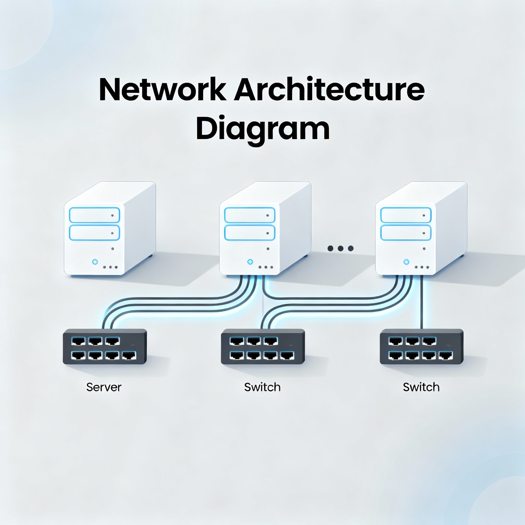 Data center network architecture with interconnected servers and fiber optics