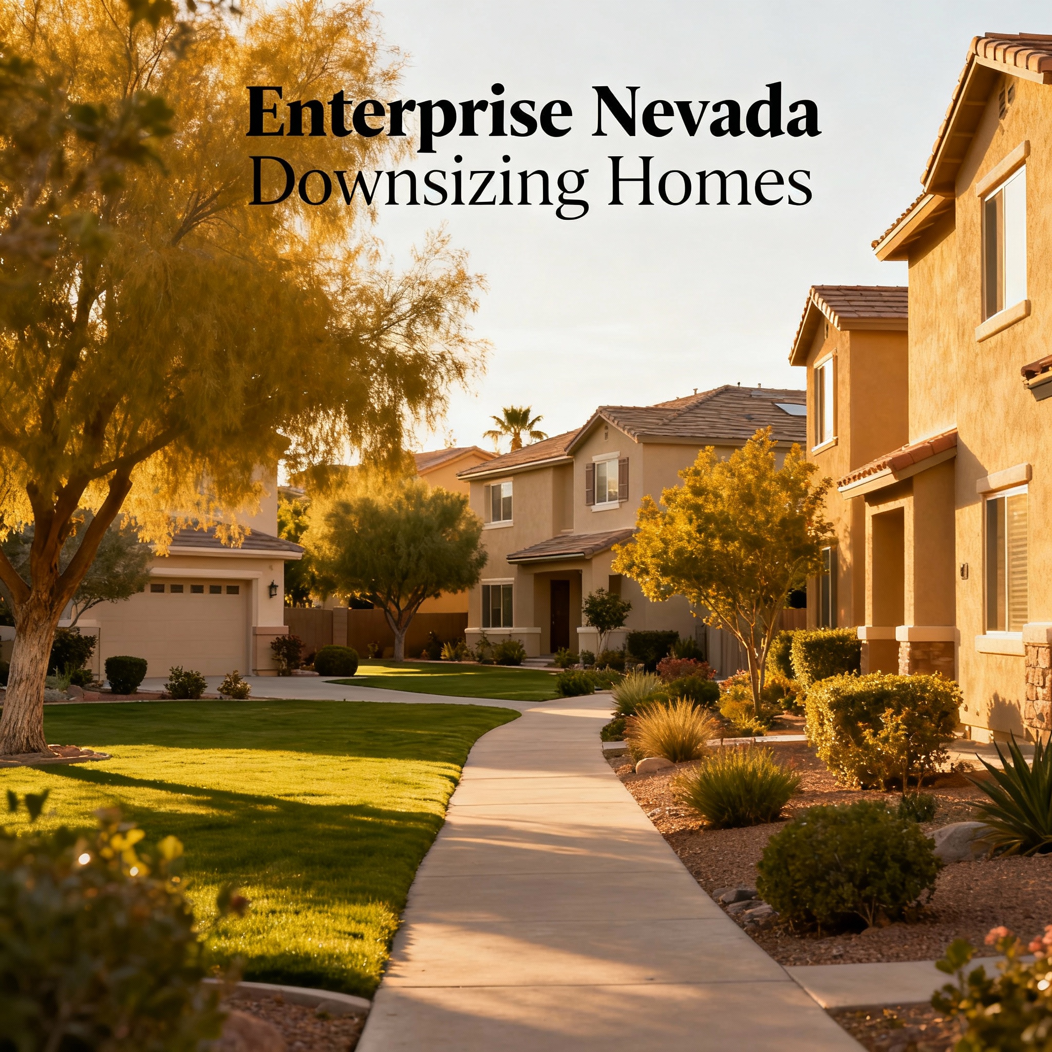 Enterprise Nevada downsizing homes featuring smaller single-family homes condos townhomes and senior communities with mature landscaping and peaceful suburban neighborhoods