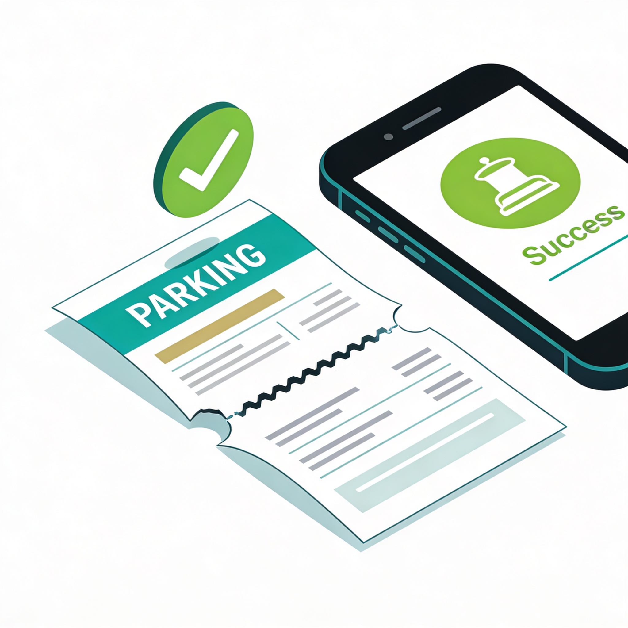 Parking ticket being torn with success checkmark