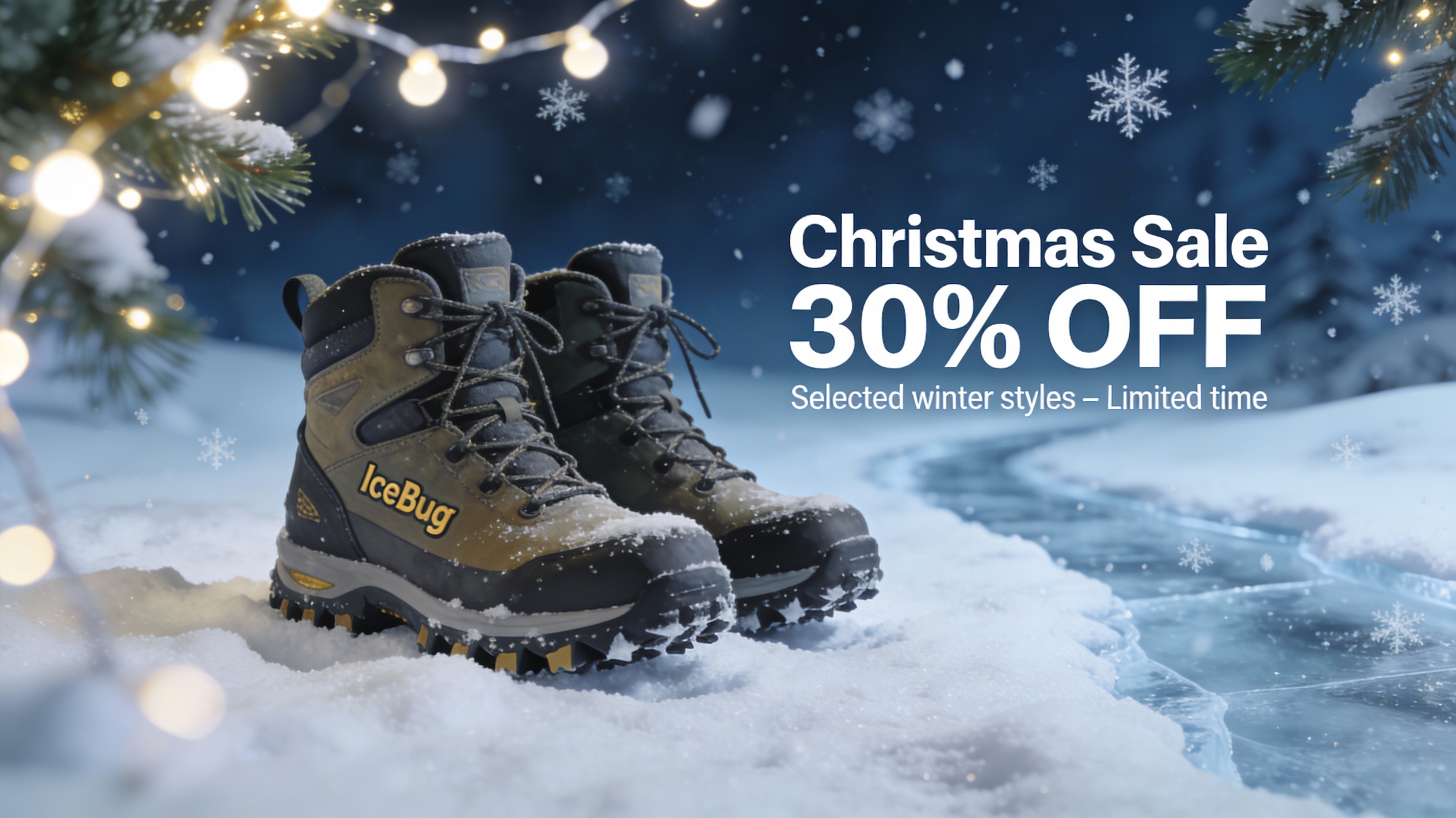 Save 30% on select traction boots and shoes, eco-friendly, grip-perfect, and ready for ice, snow, and slush.