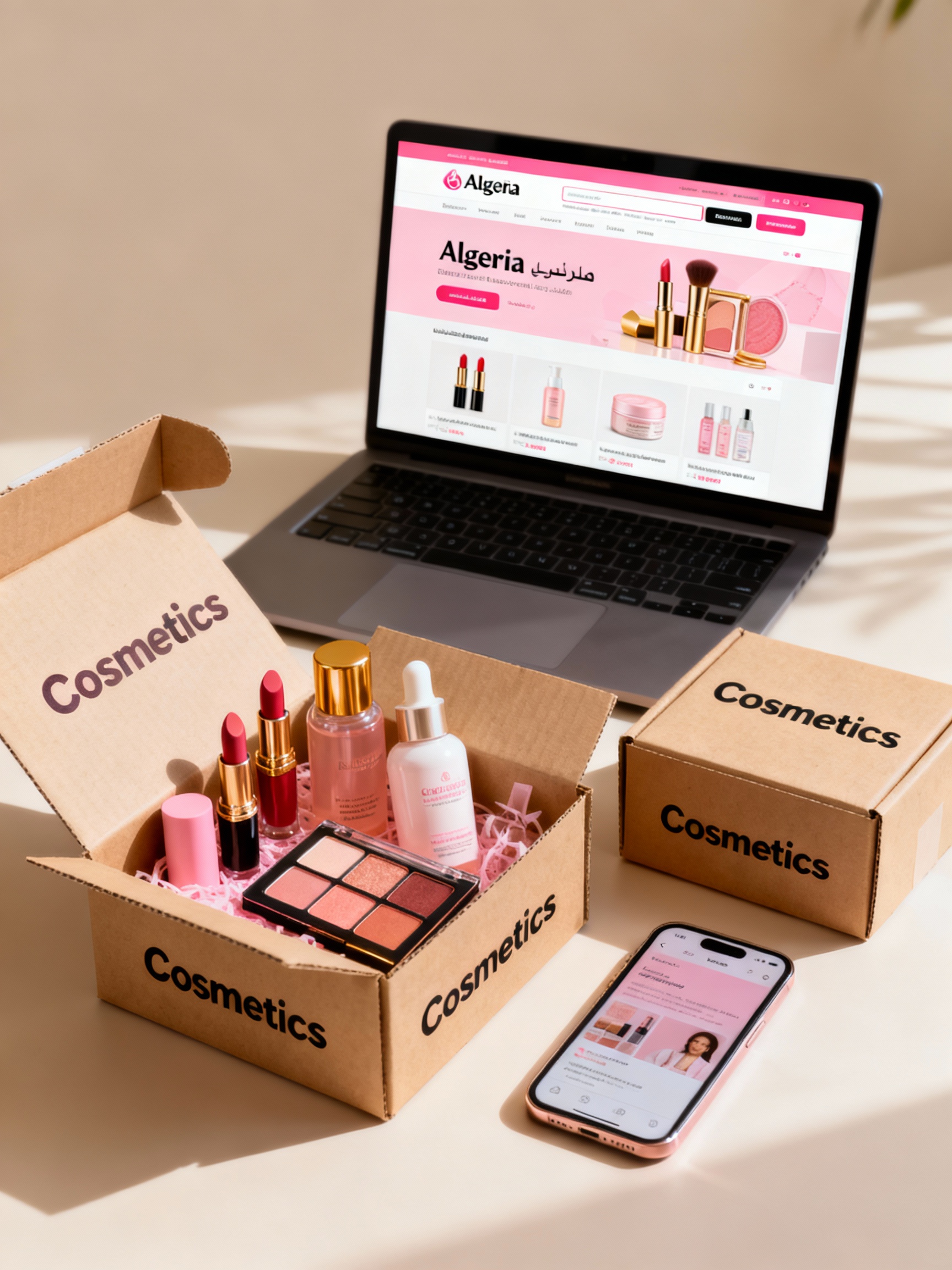 Shopping cosmétique en ligne Algérie - E-commerce beauté livraison 58 wilayas plateforme sécurisée