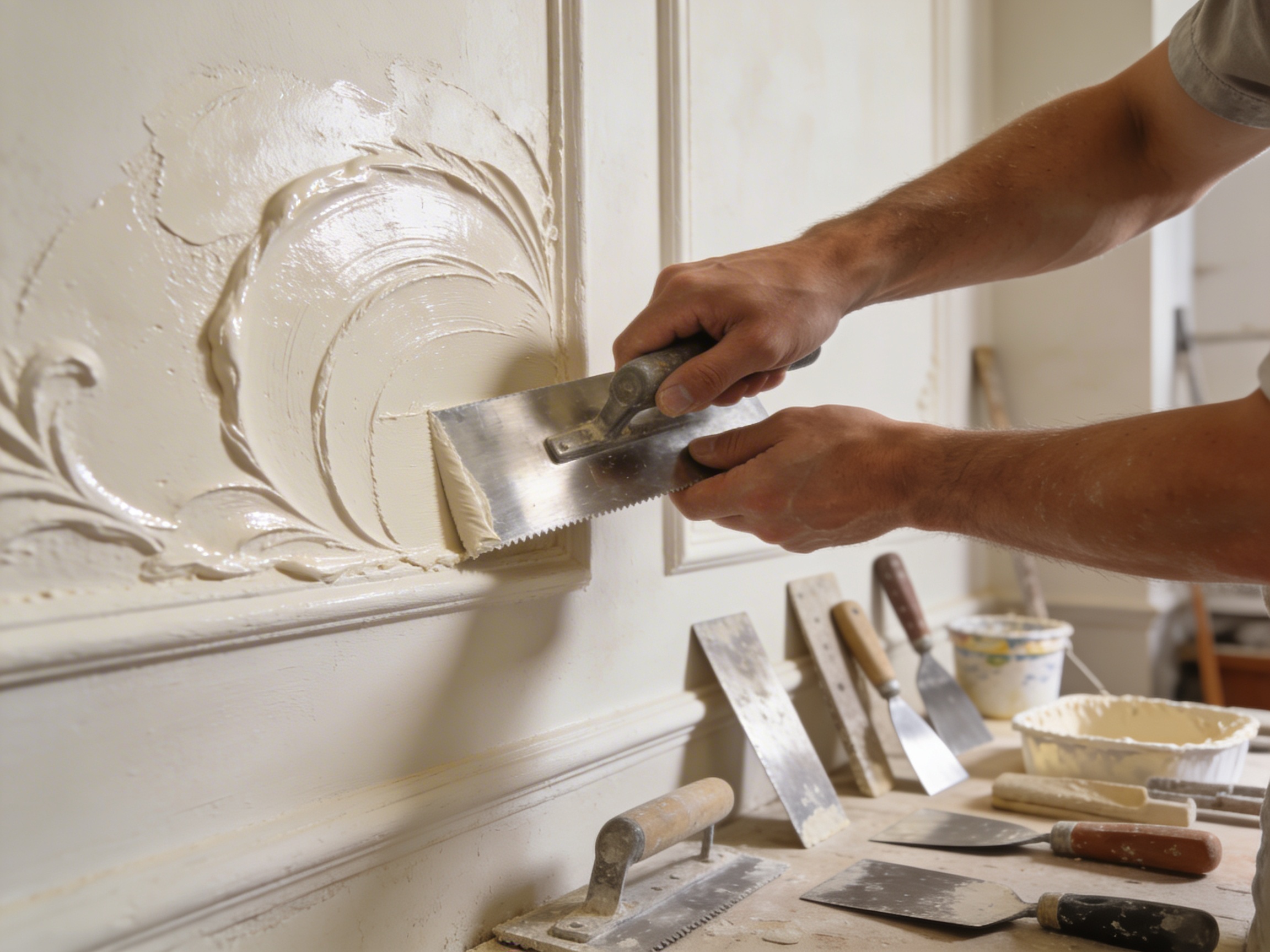Técnica profesional de aplicación de estuco decorativo
