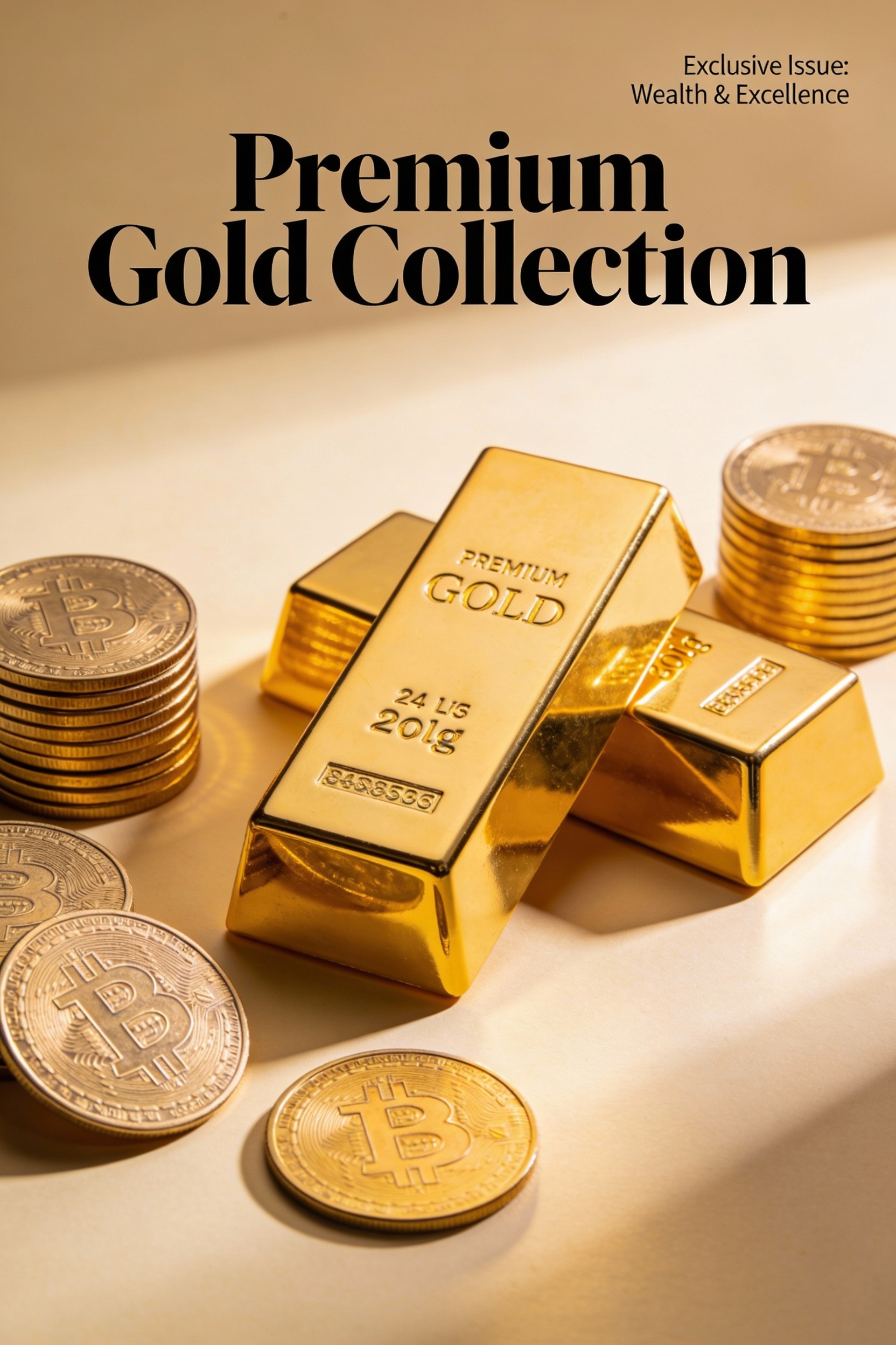 Premium gold bars and coins