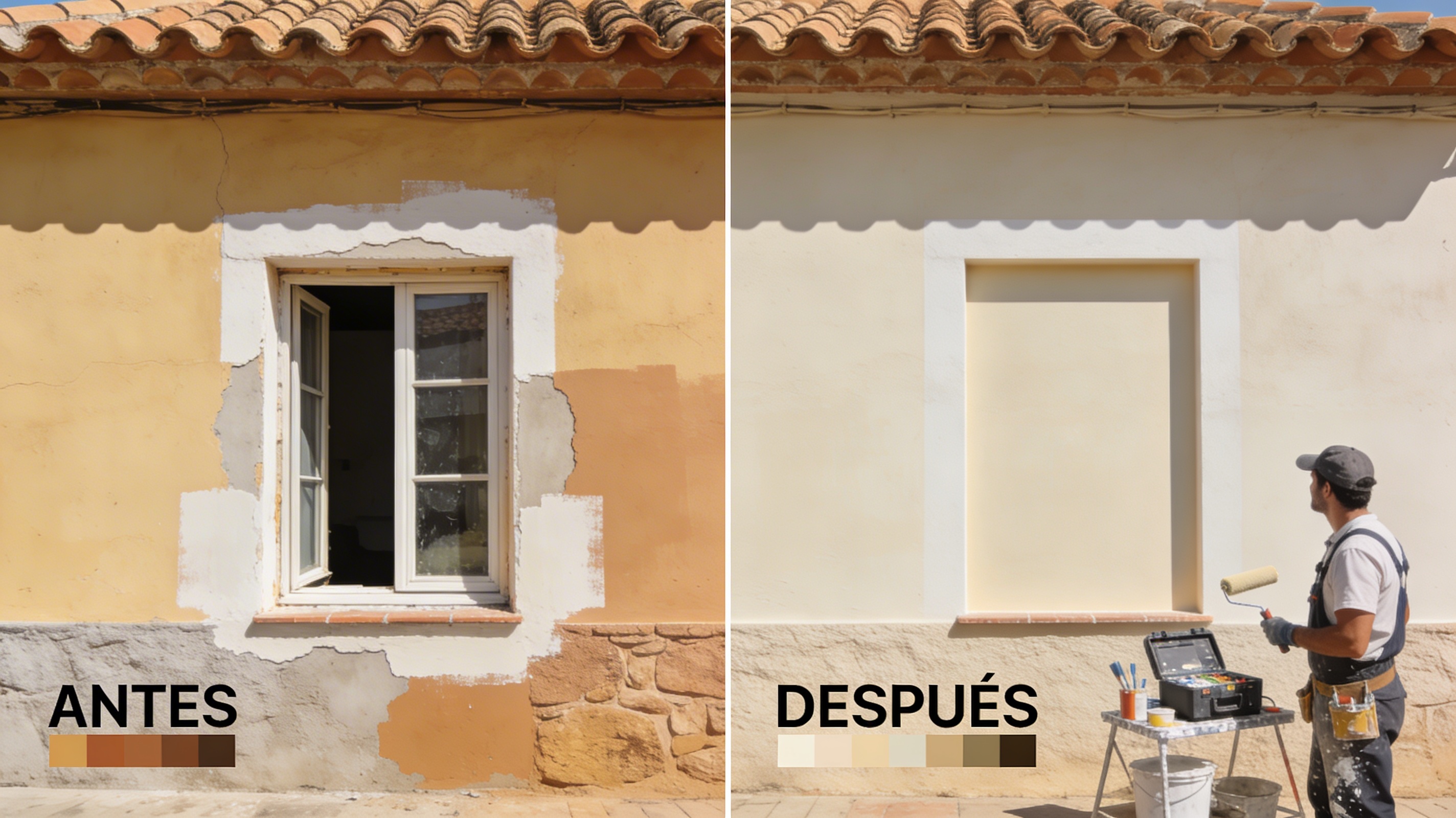 Trabajo realizado: Igualado de color en fachada tras instalación de ventana