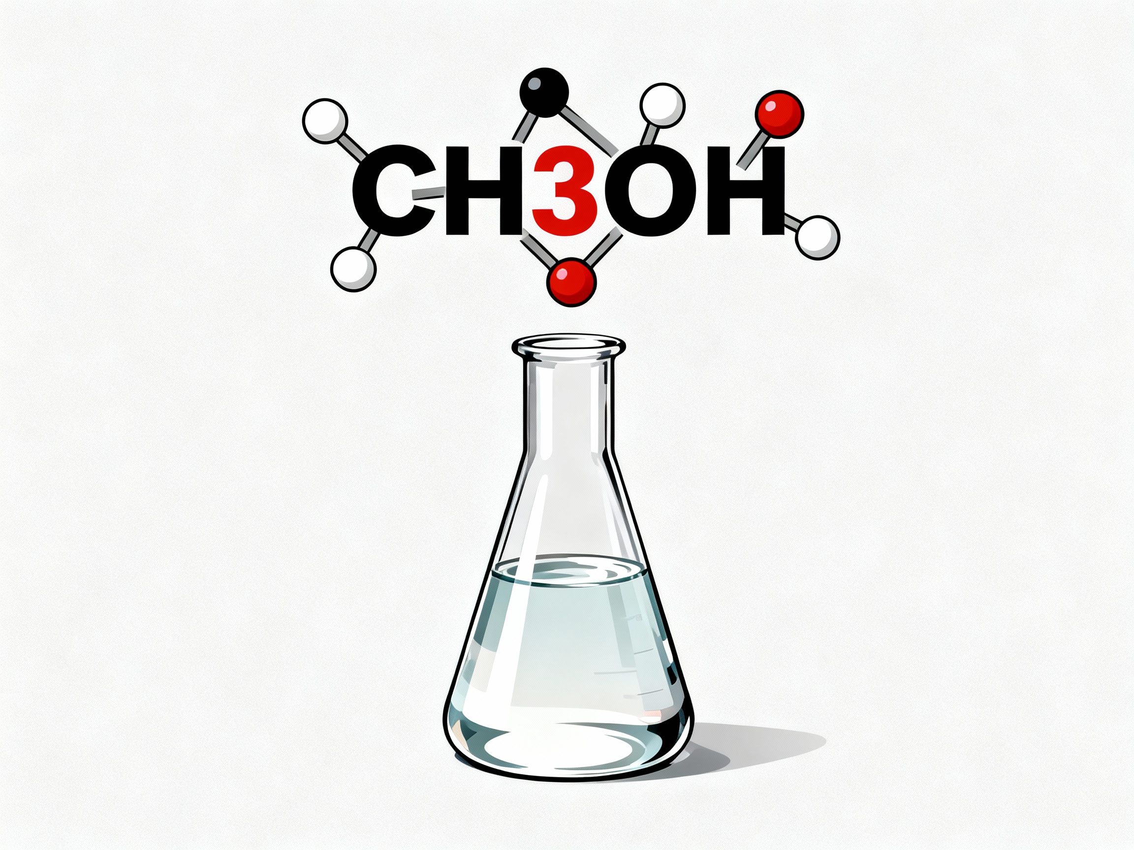 Methanol (CH₃OH) molecule and its structure as a fundamental chemical compound