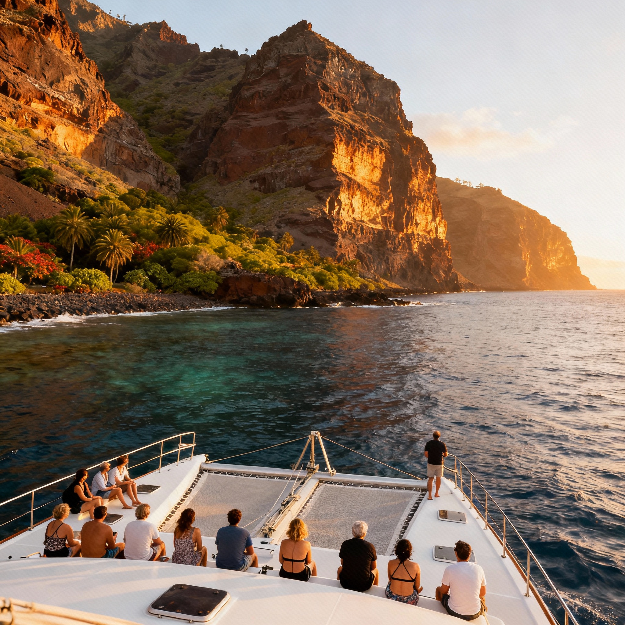 Panorámica desde el catamarán sobre la costa de Tenerife