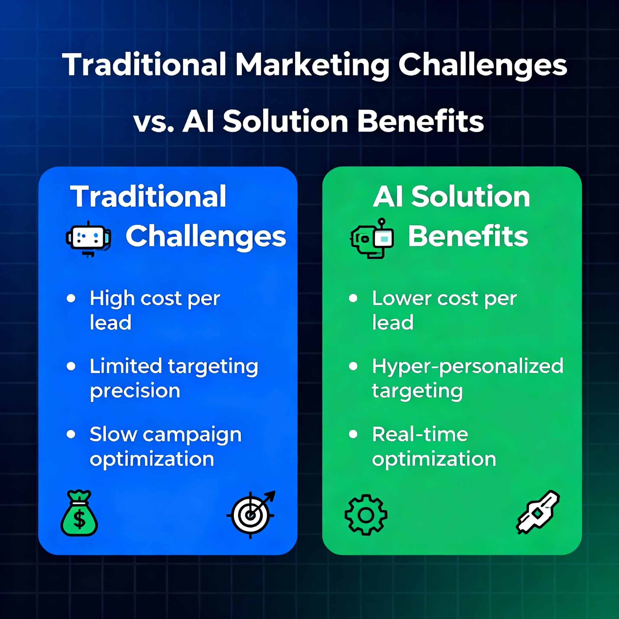 Visual comparison showing how Pomelli addresses common small business marketing challenges