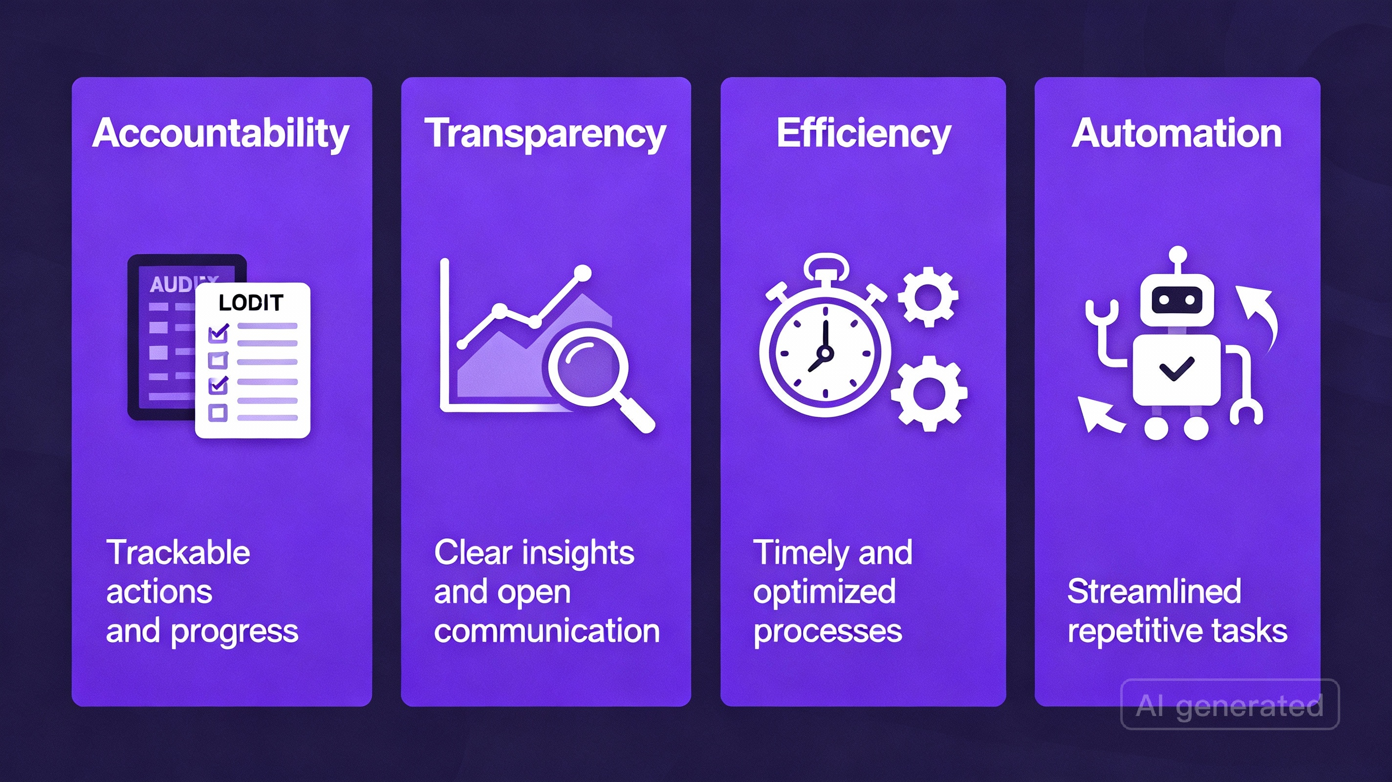 Purple-themed infographic of Zendesk's Four Pillars with correct spelling