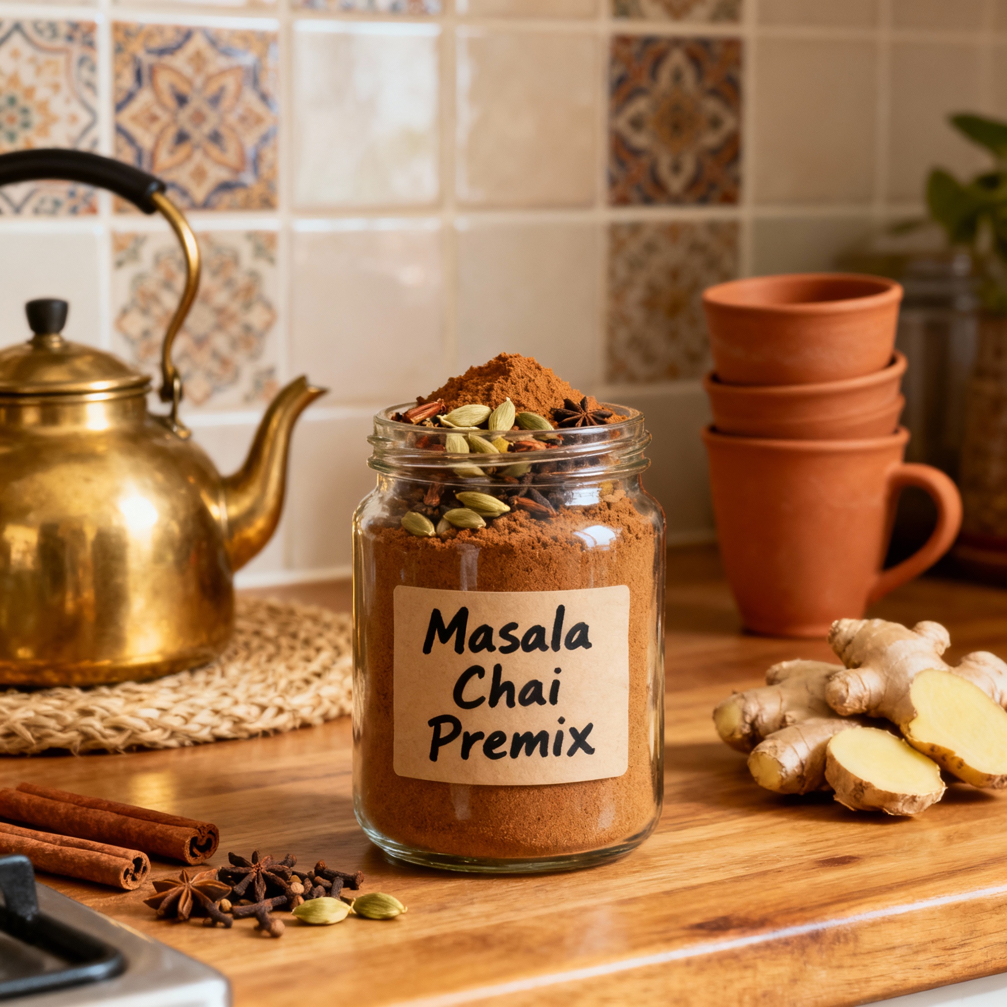 A steaming cup of masala chai, invoking a sense of warmth and tradition.