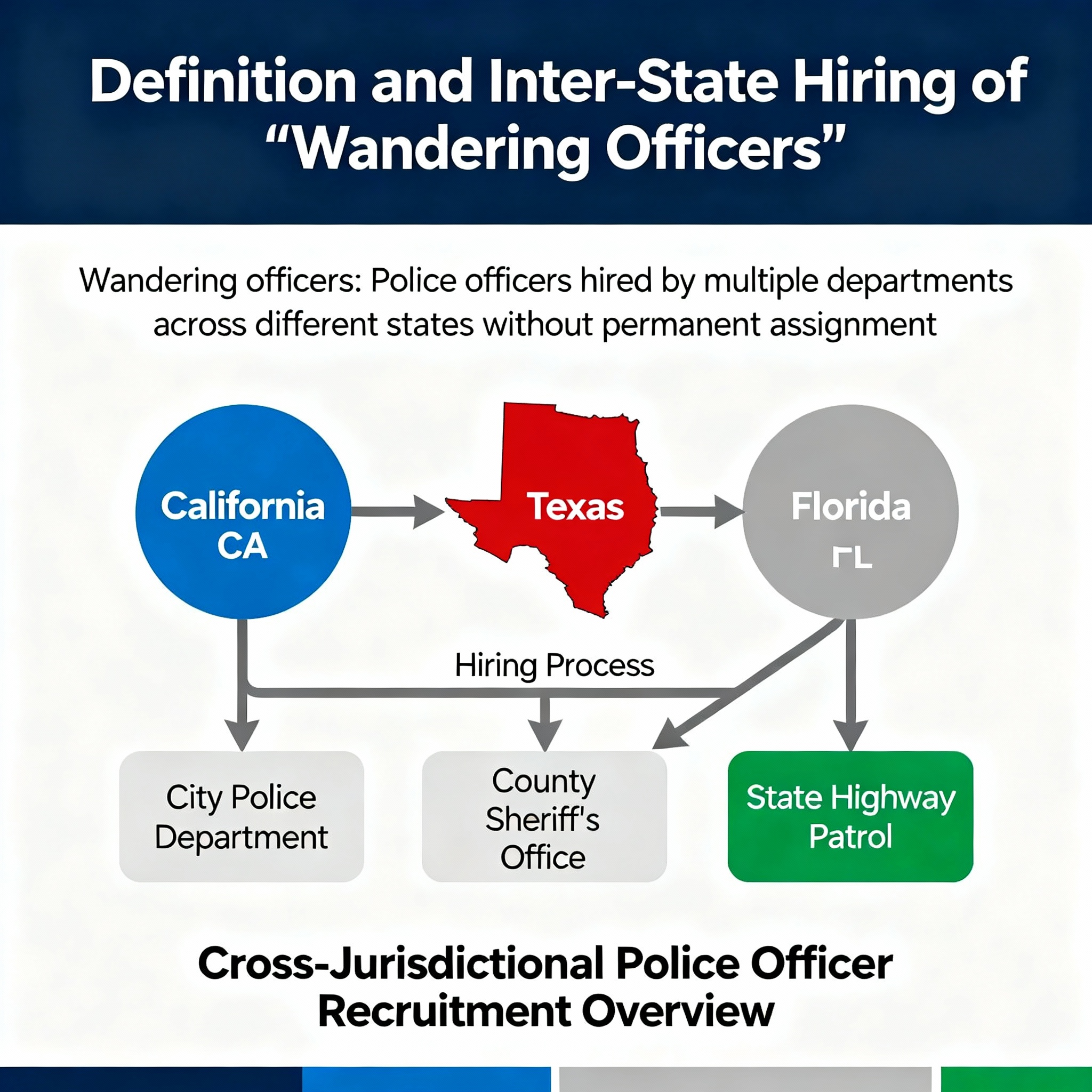 Infographic explaining what wandering officers are in law enforcement