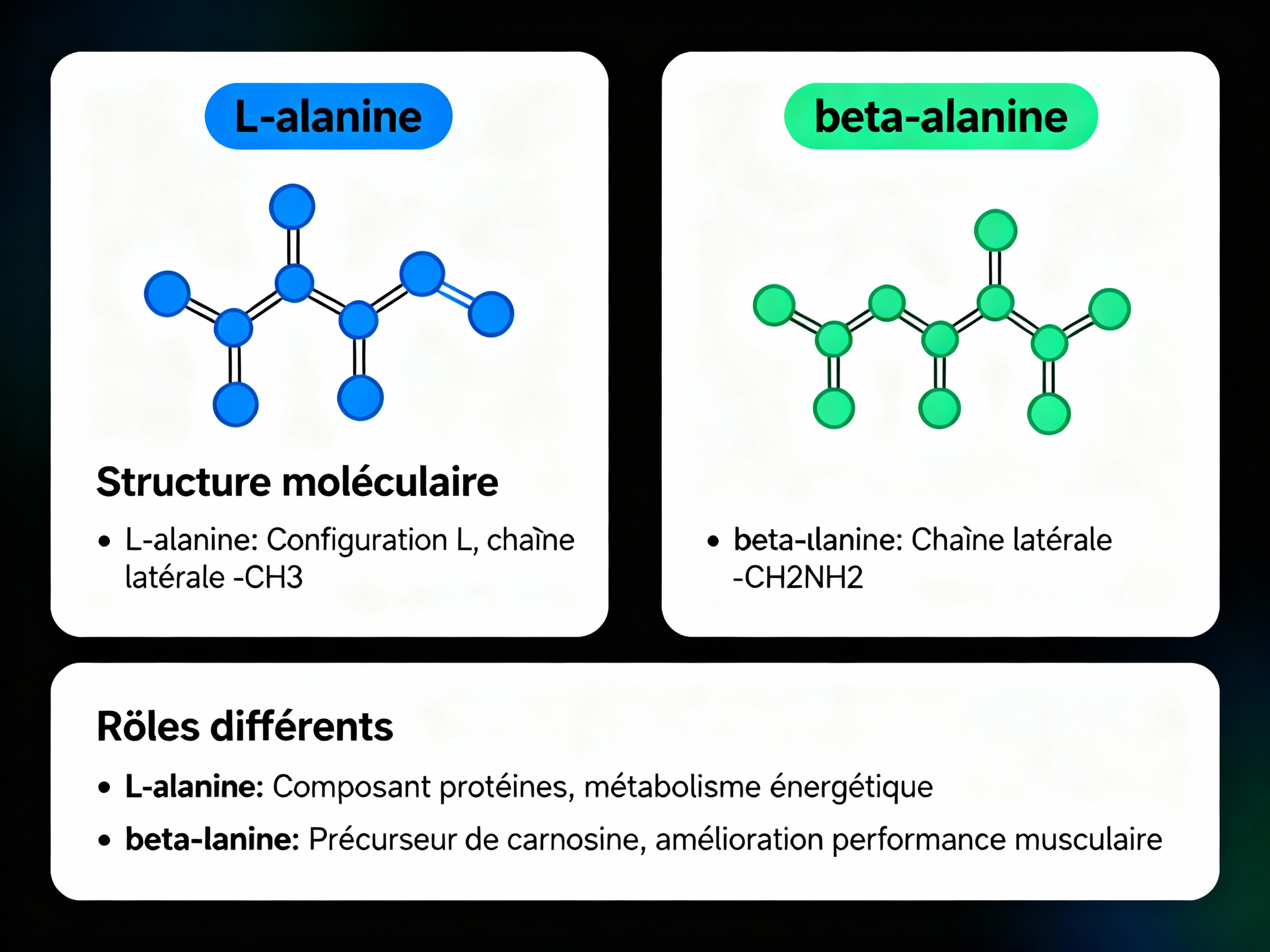 L-alanine vs bêta-alanine : deux molécules différentes