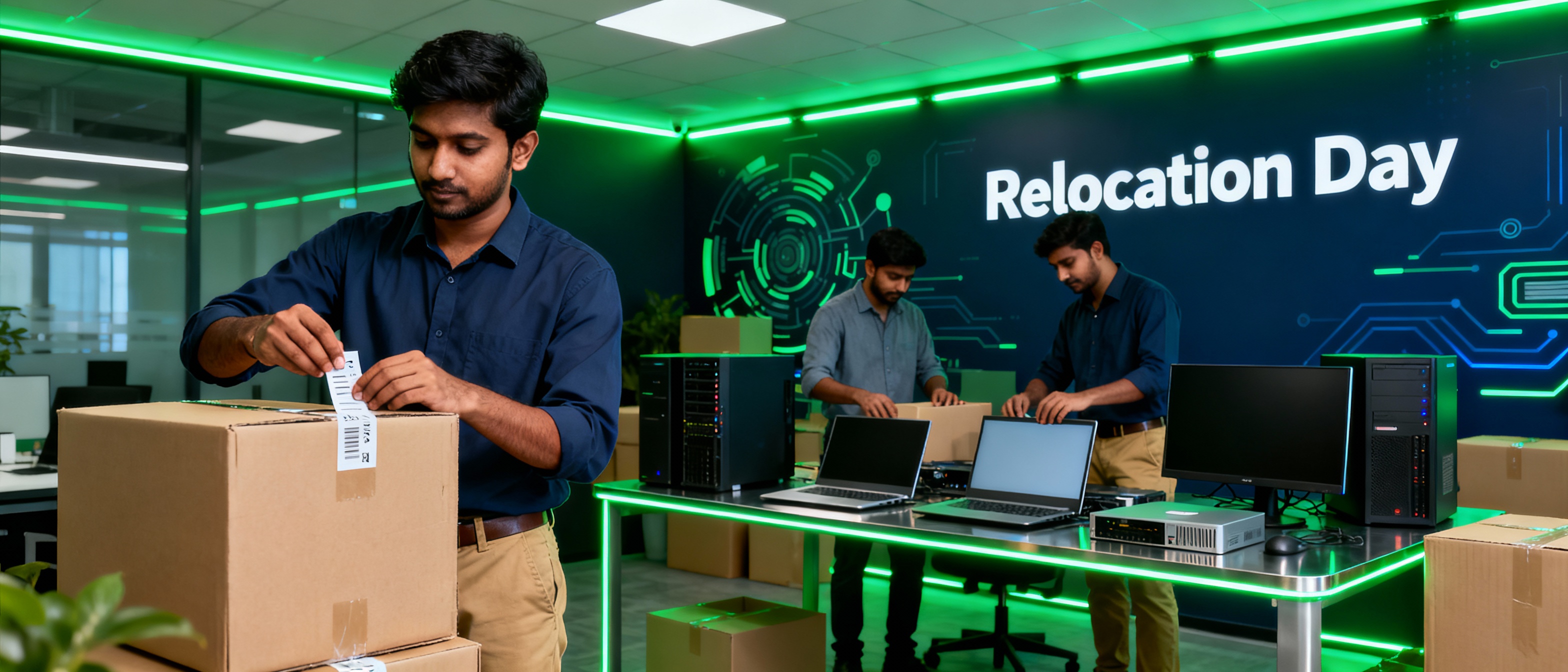 IT equipment being prepared for office relocation