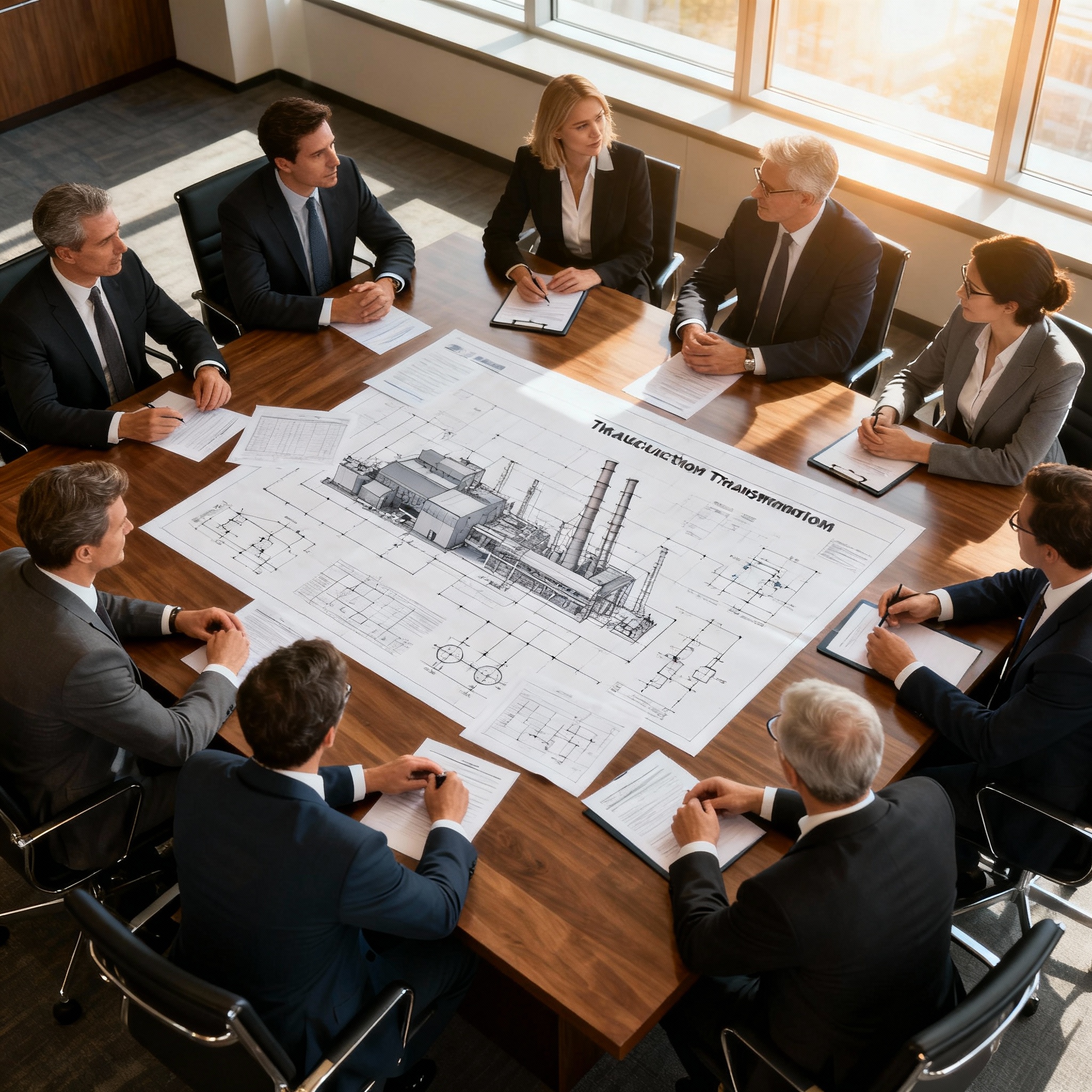 Strategic consulting session with manufacturing leadership