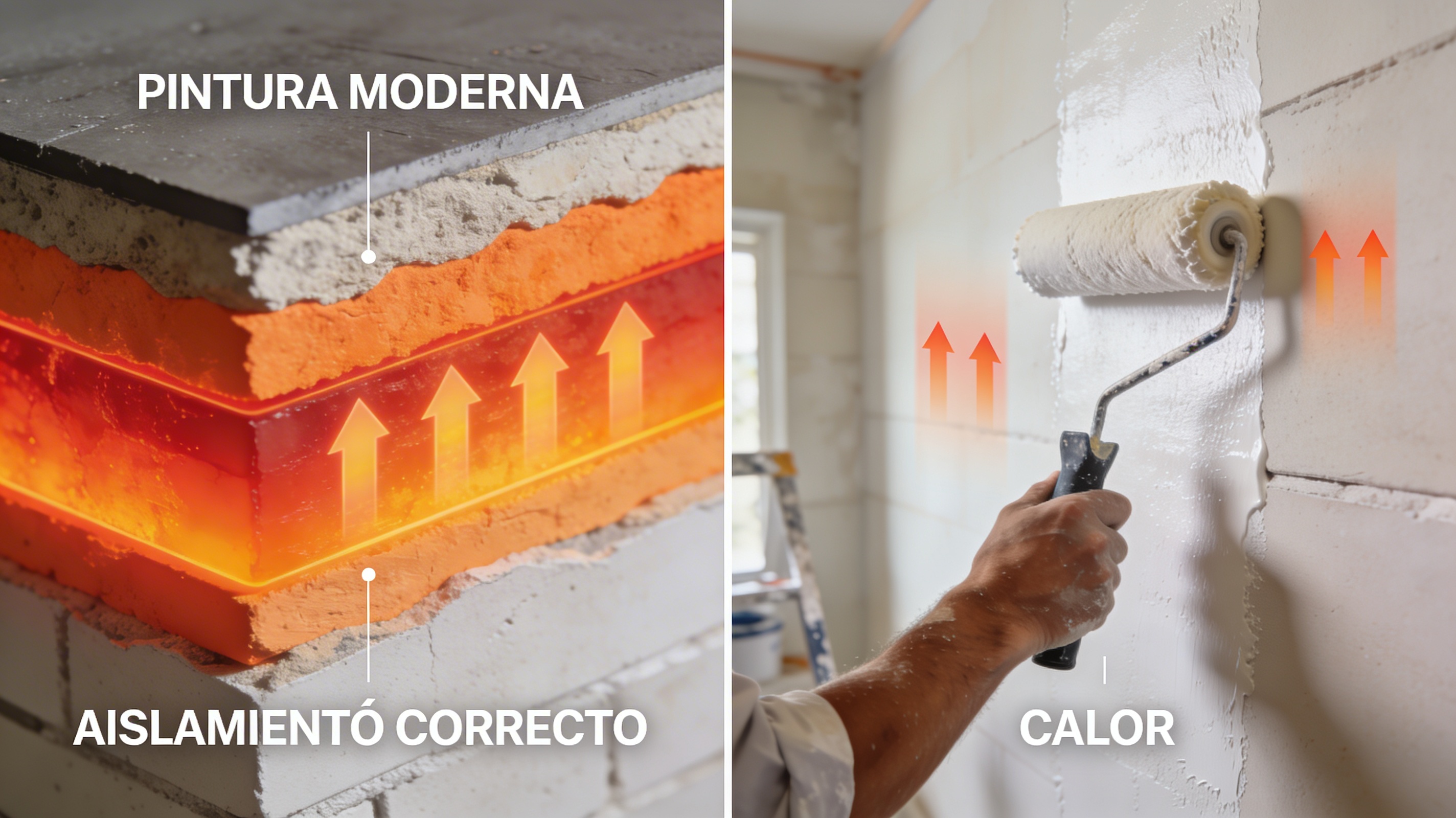 Aplicación de pintura térmica para aislamiento de viviendas