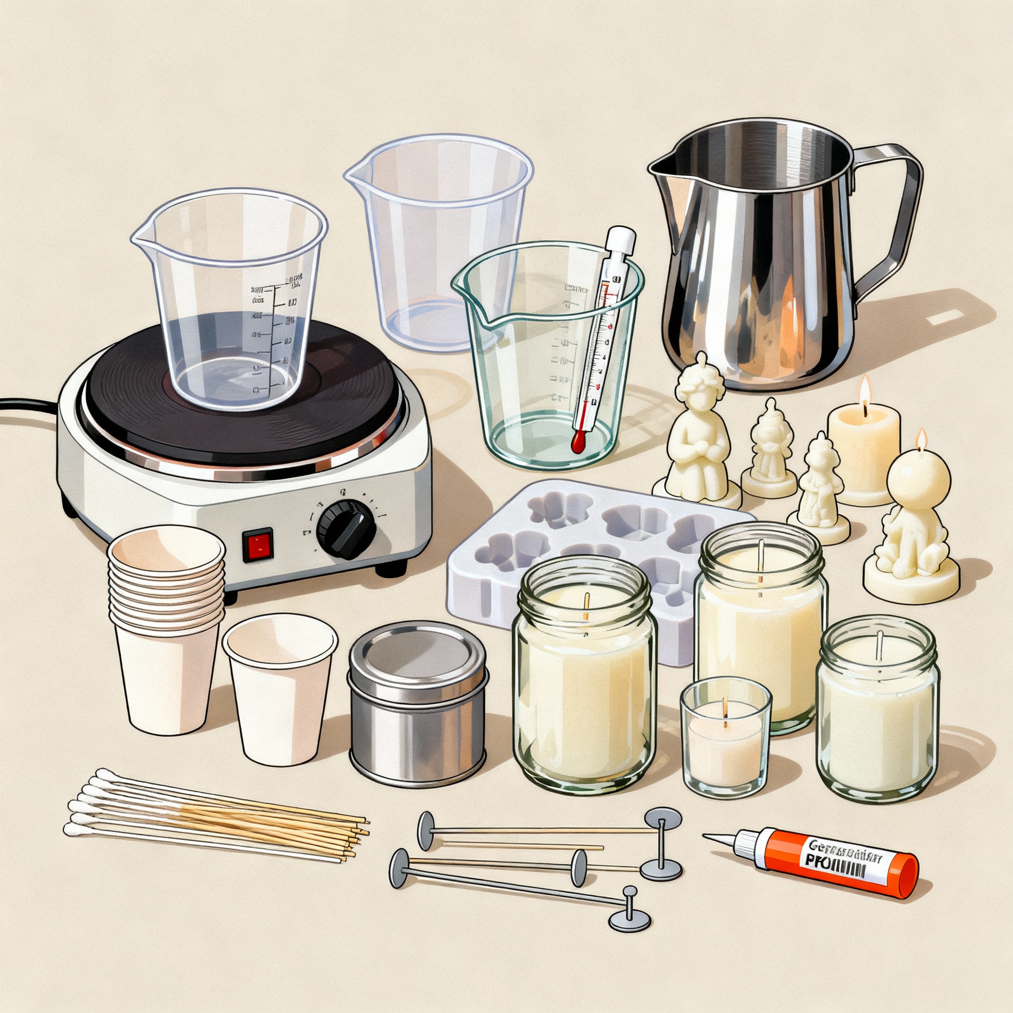 Candle-making equipment set by Sergey Mauzer, detailed with all components