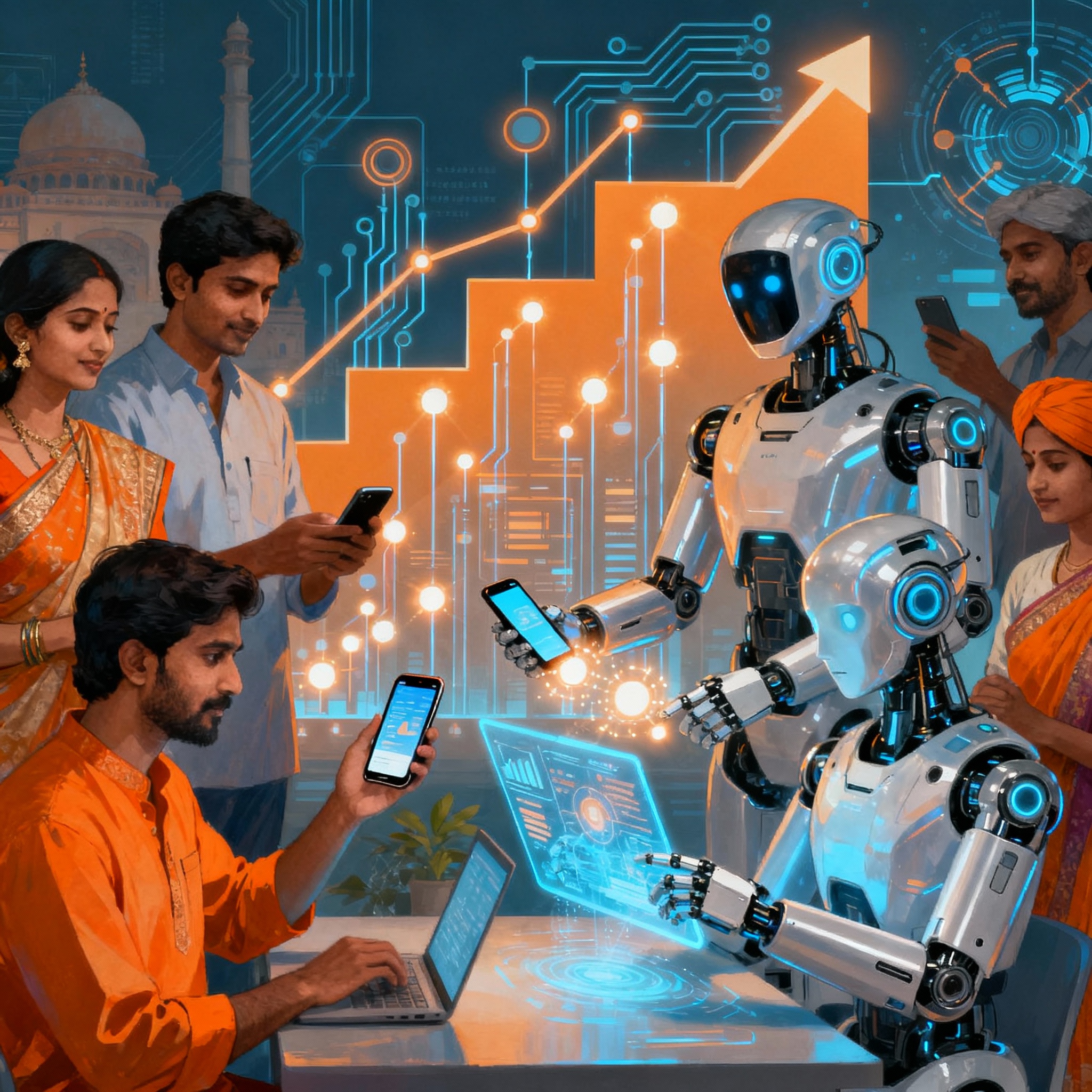 AI revolution in India with humans and robots working together