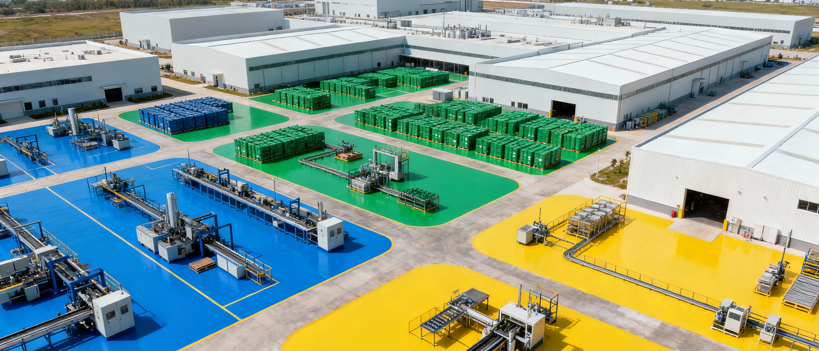 Aerial view of optimized manufacturing facility