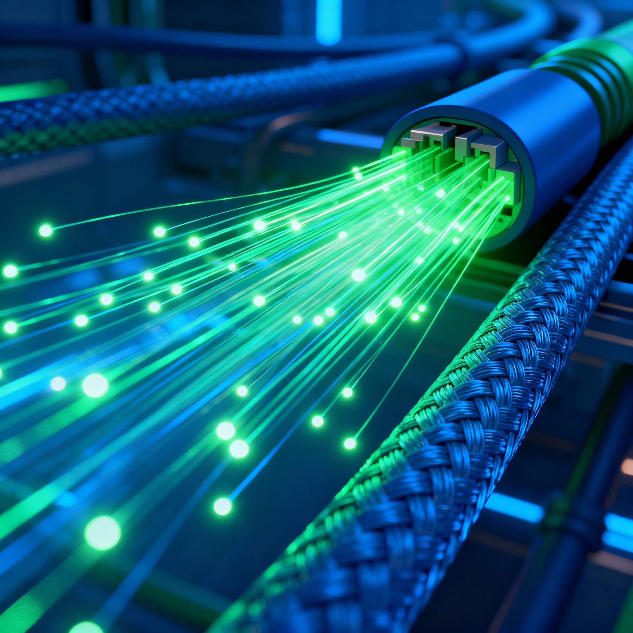 Fiber optics high-speed data transmission visualization