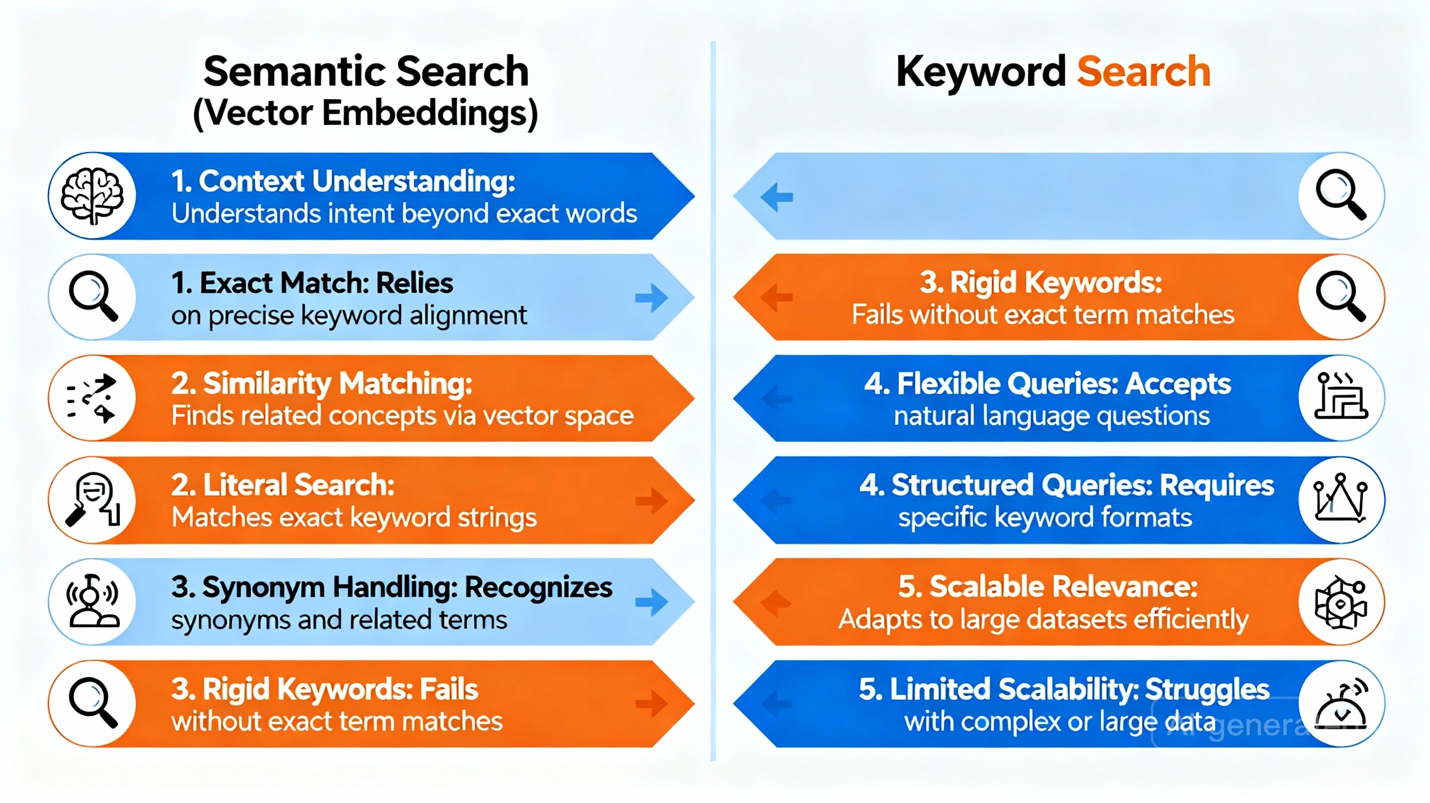 Semantic versus keyword search comparison
