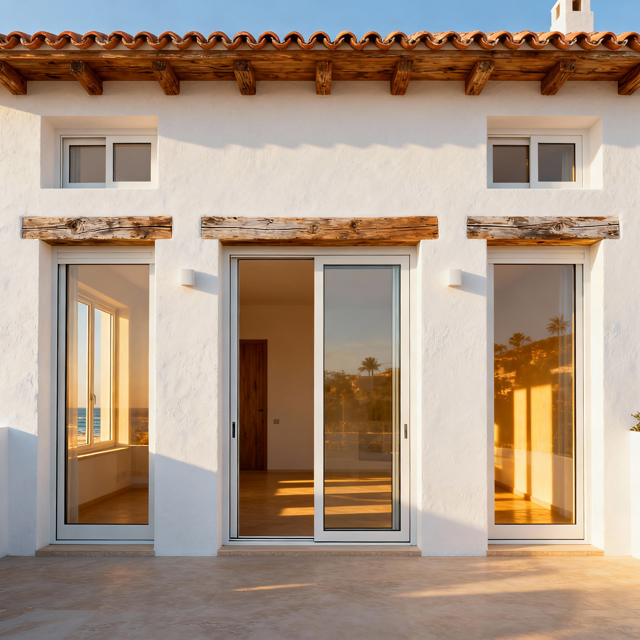 Puertas y ventanas de aluminio y PVC en casa moderna en Cádiz