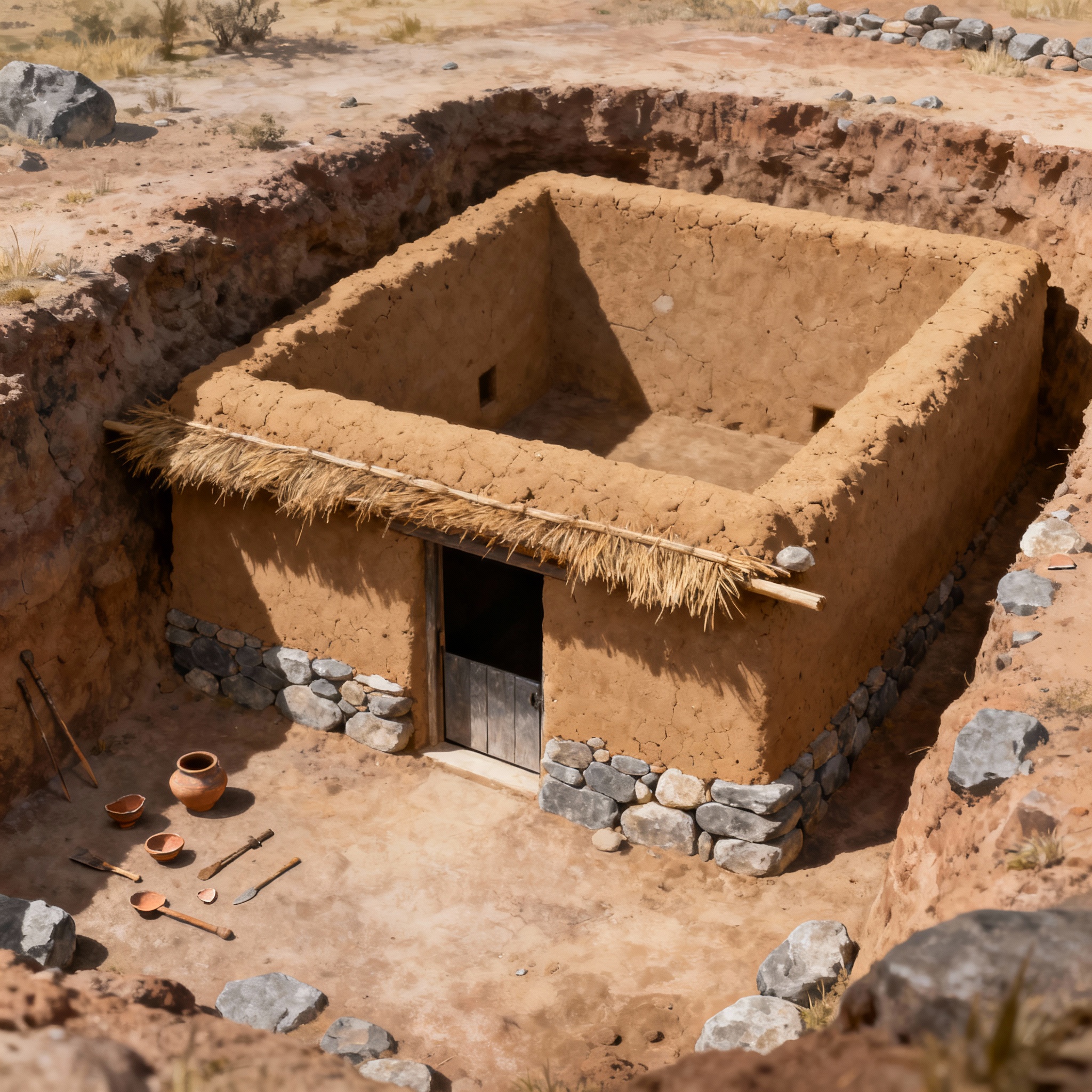 Vivienda semisubterránea comechingona reconstruida