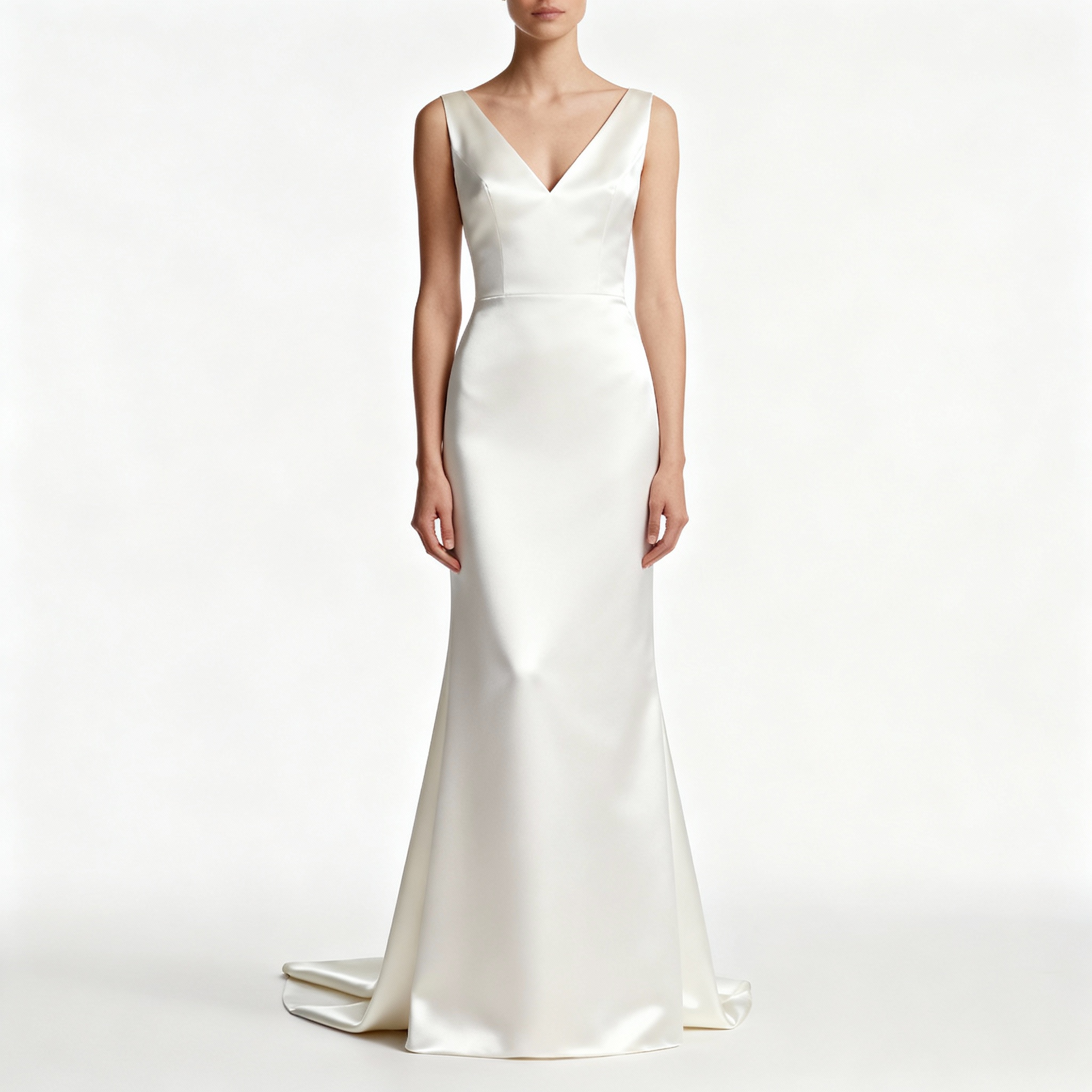 Minimalist bridal gown with clean lines and simple silhouette