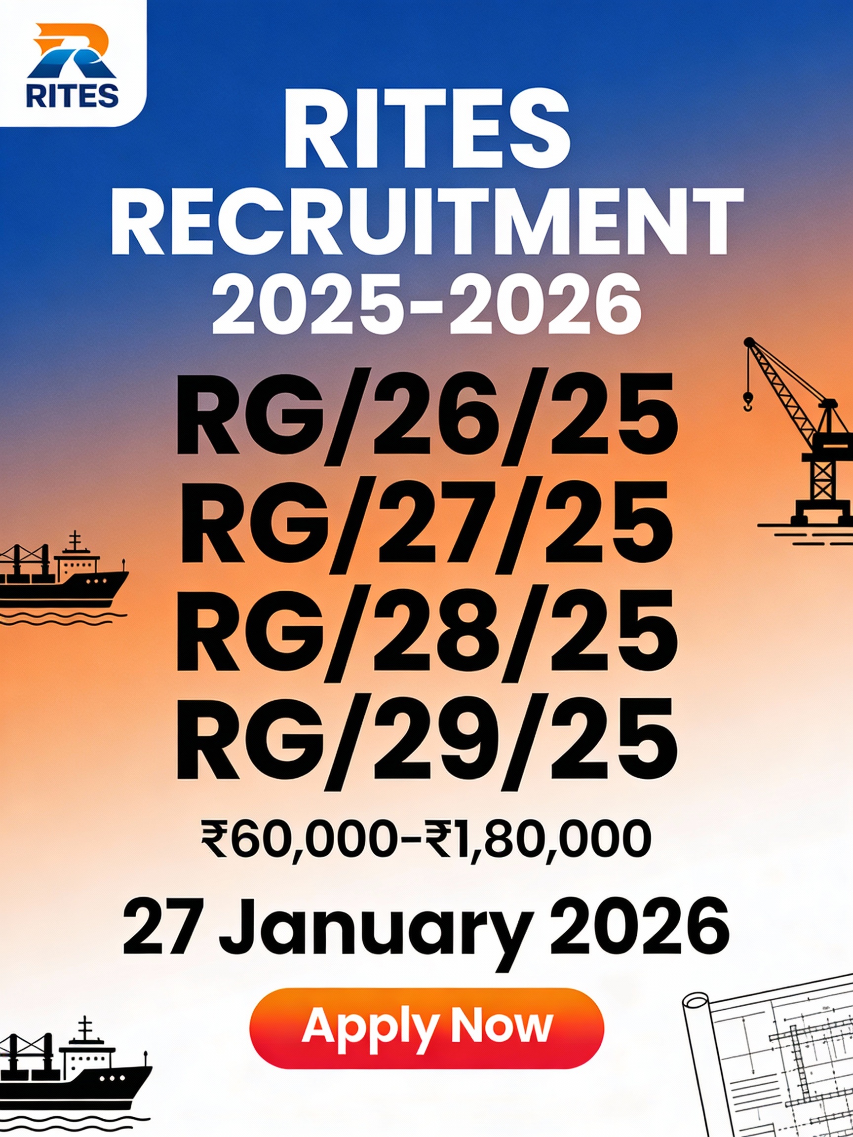 RITES Recruitment 2026 - Sr Manager Manager Assistant Manager Job Notification Poster