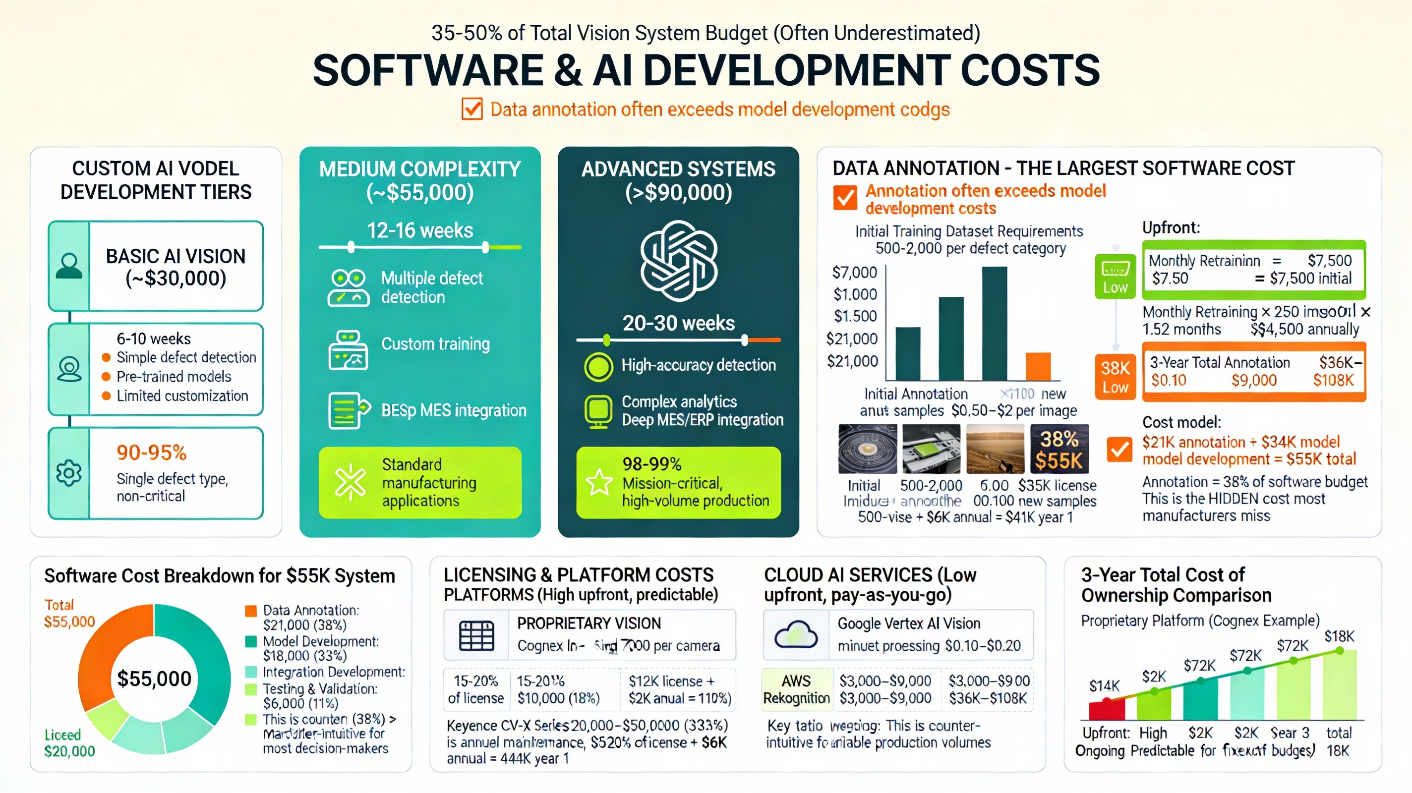 Software & AI Development Costs: Data Annotation, Licensing Models, and 3-Year TCO Comparison