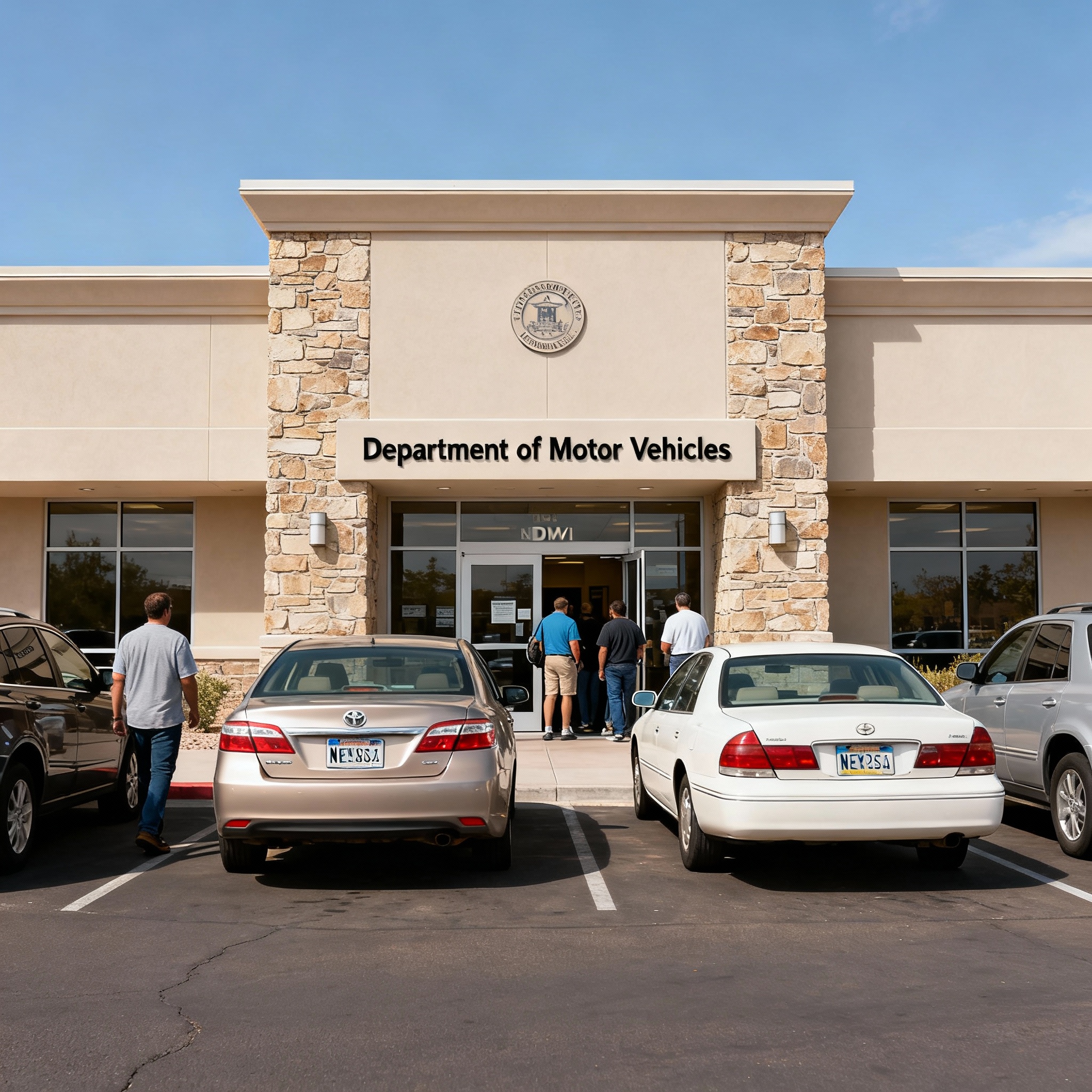 Henderson Nevada DMV office featuring government building with official signage and people accessing DMV services