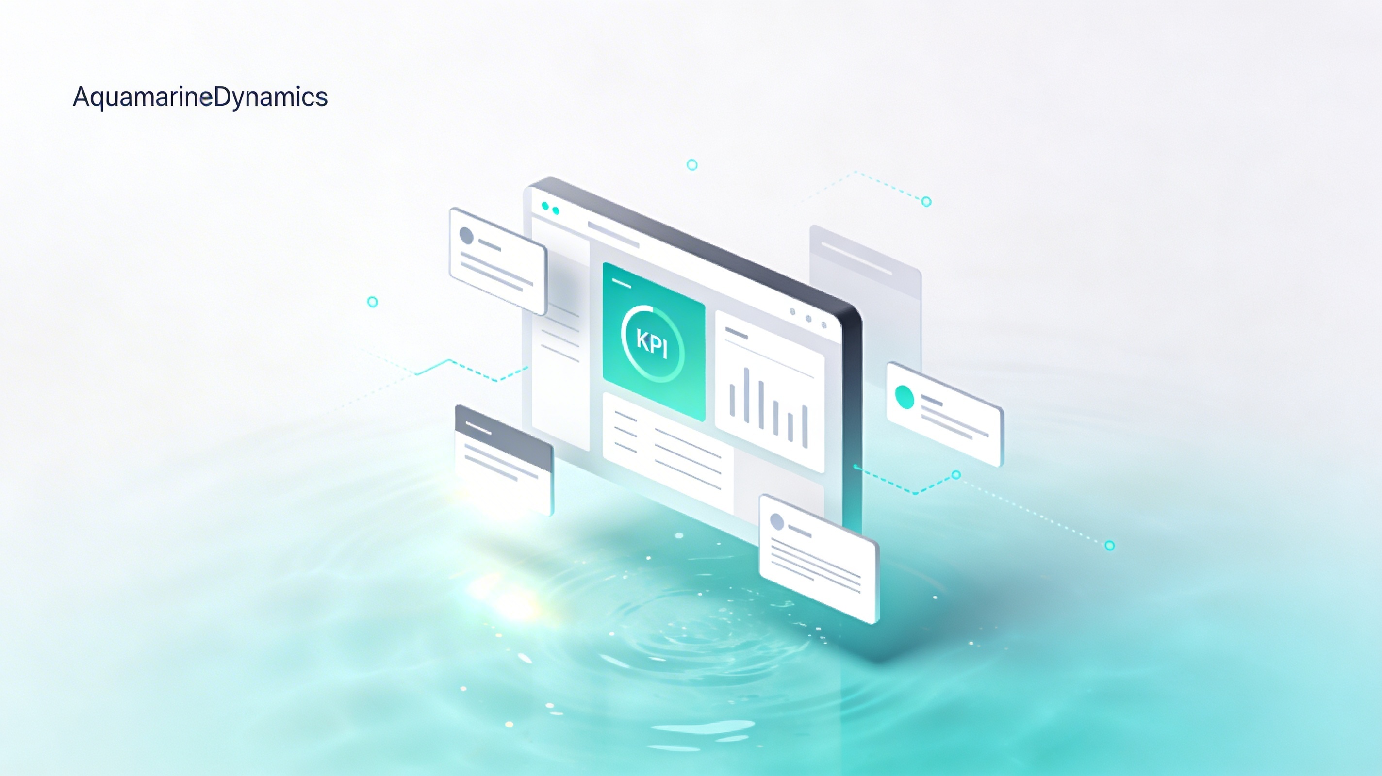 Illustration abstraite d’un tableau de bord d’agents IA aquamarine