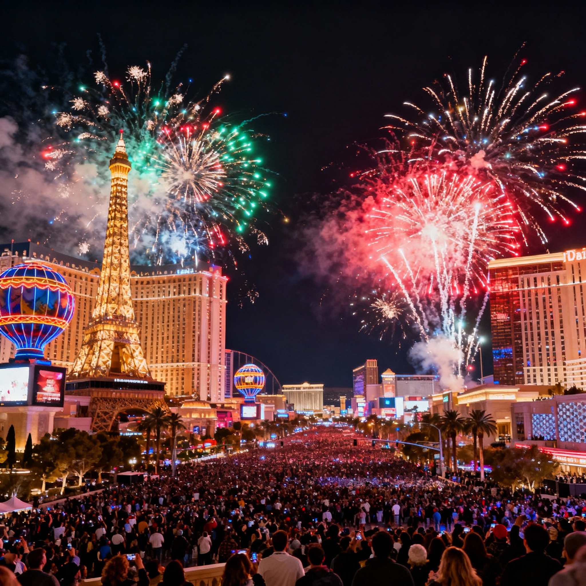 Paradise Nevada Las Vegas Strip New Year's Eve fireworks